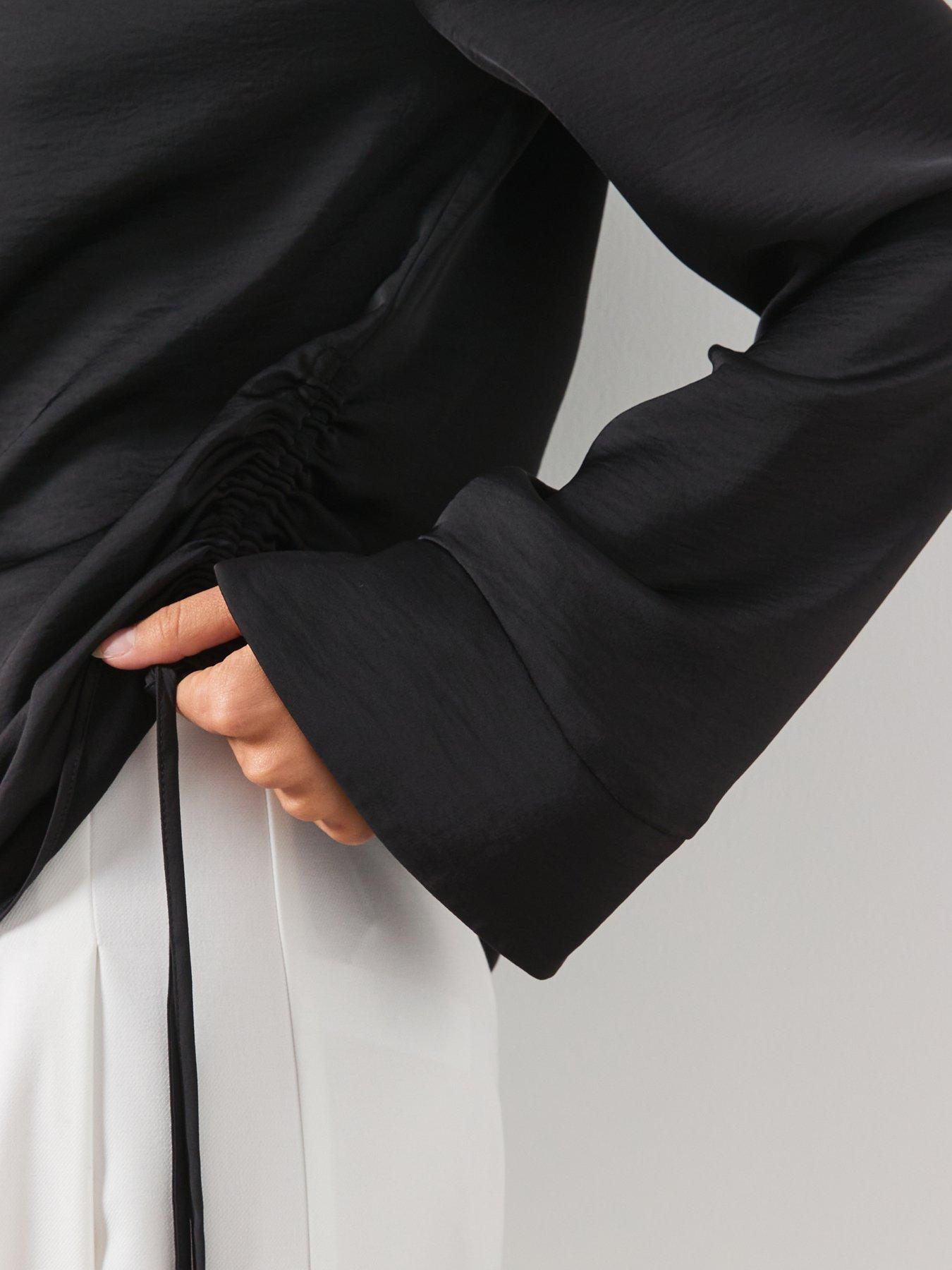 Image 5 of 6 of AllSaints Leslie Cowl Neck Relaxed Top - Black