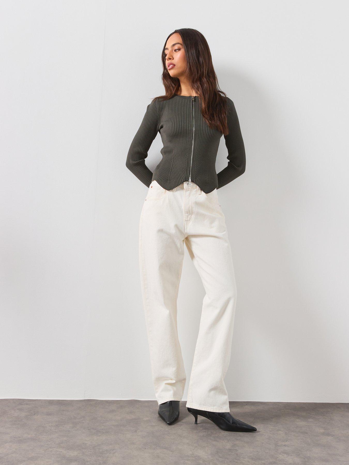 Image 3 of 5 of AllSaints Cruz Dual Zip Ribbed Cardigan - Grey