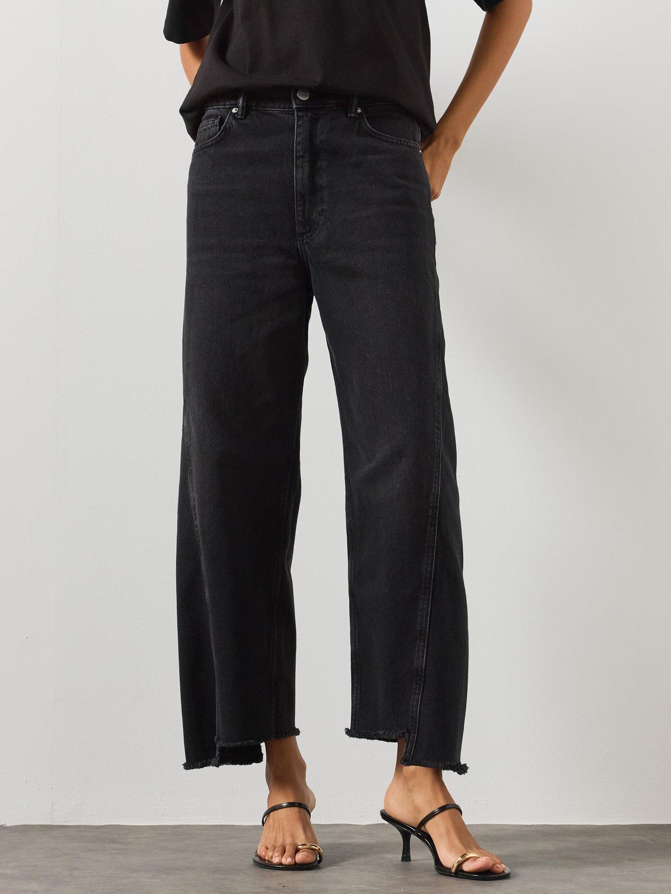 AllSaints Women's Fox Wide Leg Cropped Jeans - Black