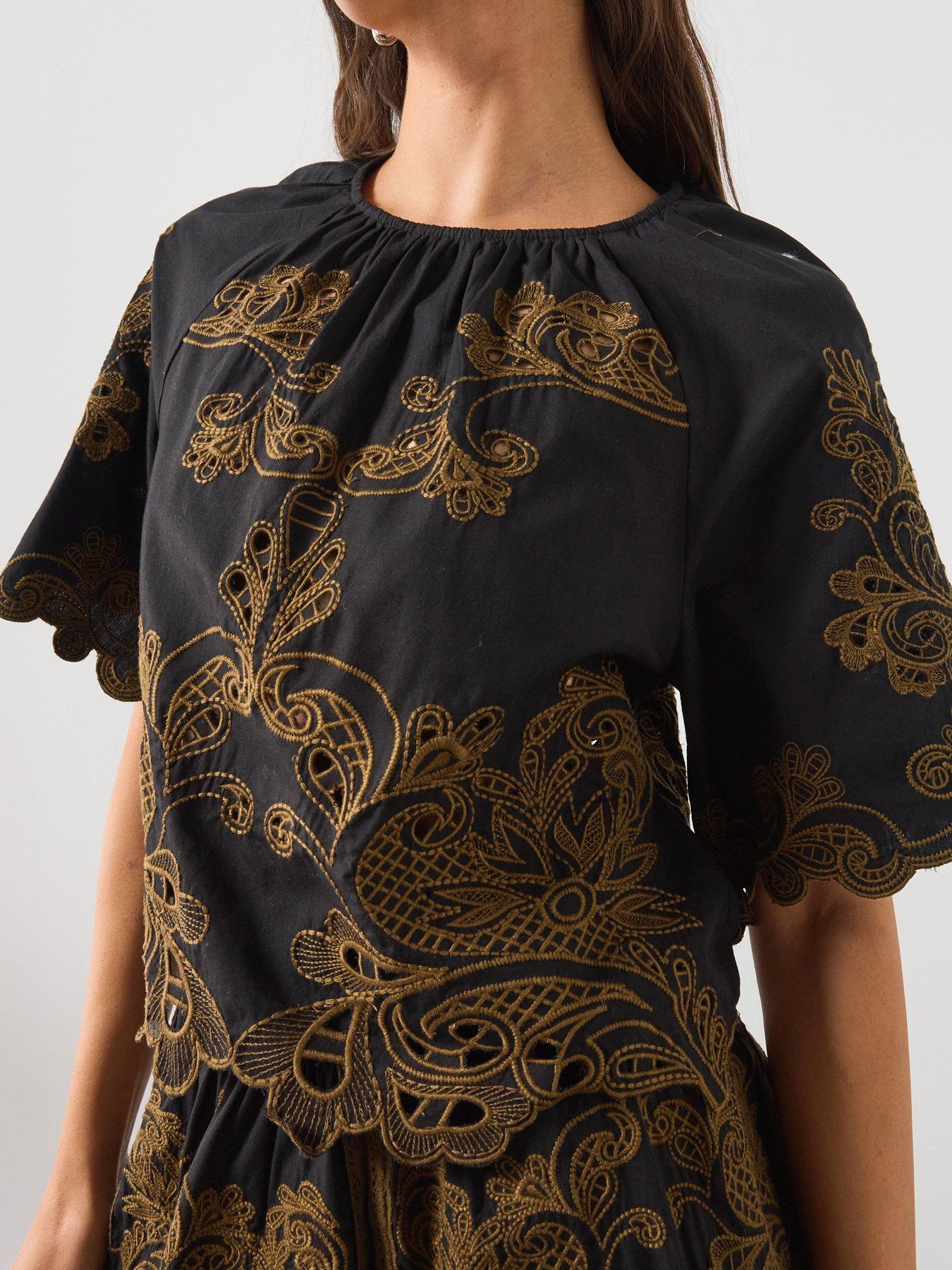 Image 5 of 5 of AllSaints Miriam Emb Top