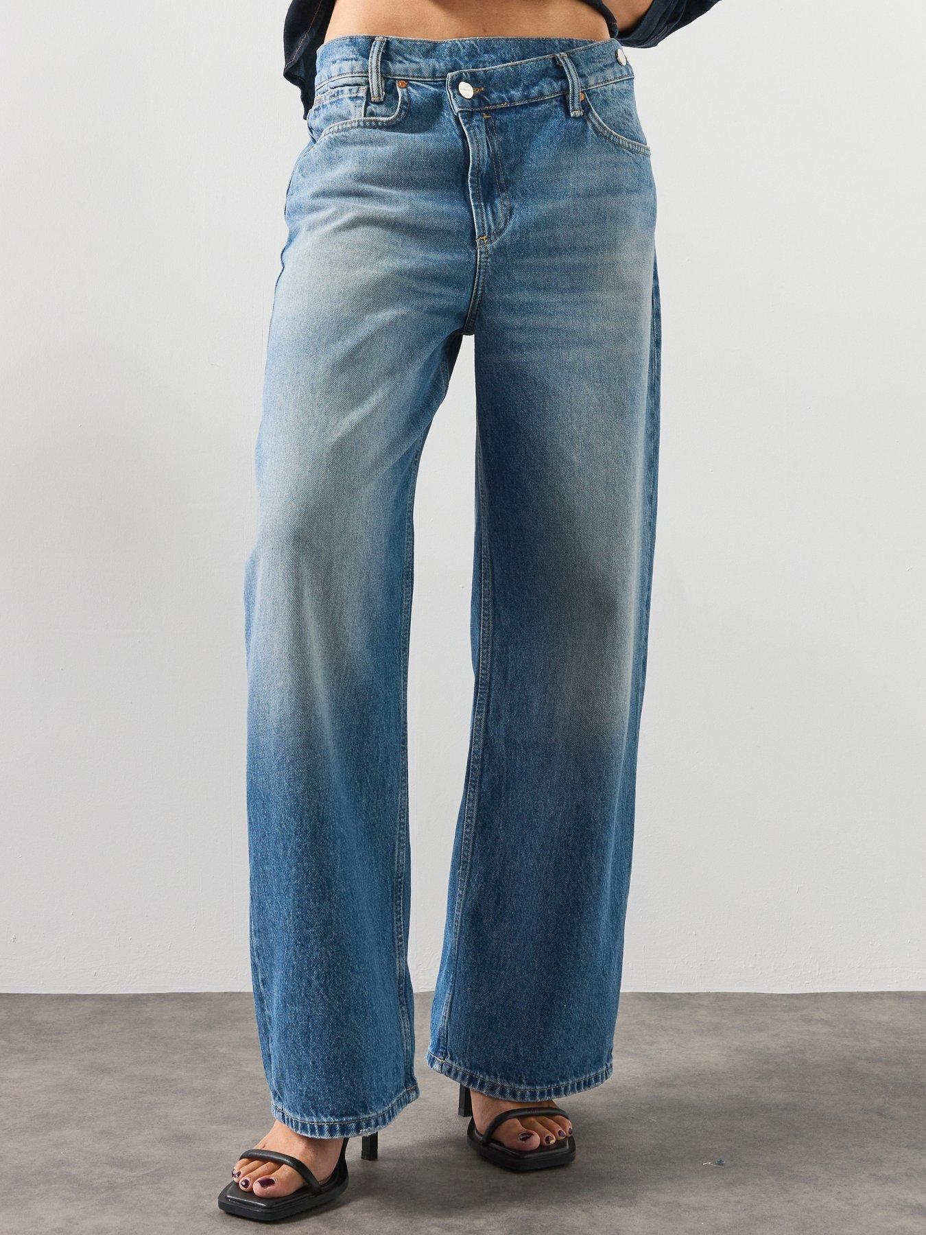 AllSaints Aki Wide Leg Crossover Jeans - Blue