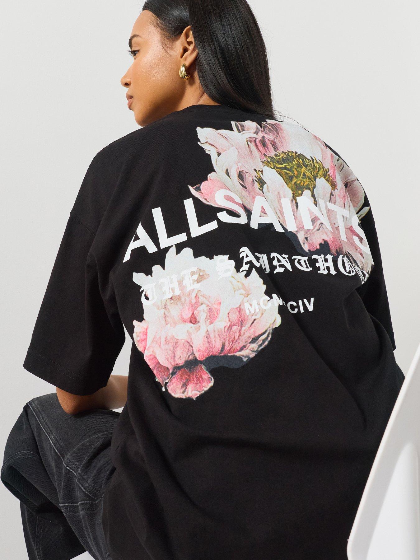 AllSaints Eliana Etta Oversized Graphic T-Shirt - Black