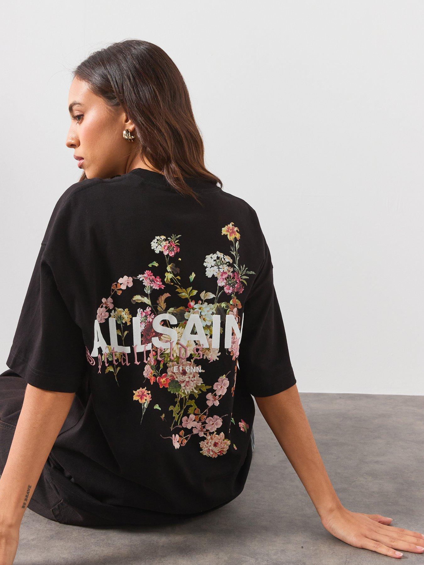 AllSaints Valen Oversized Etta Cotton T-Shirt - Black
