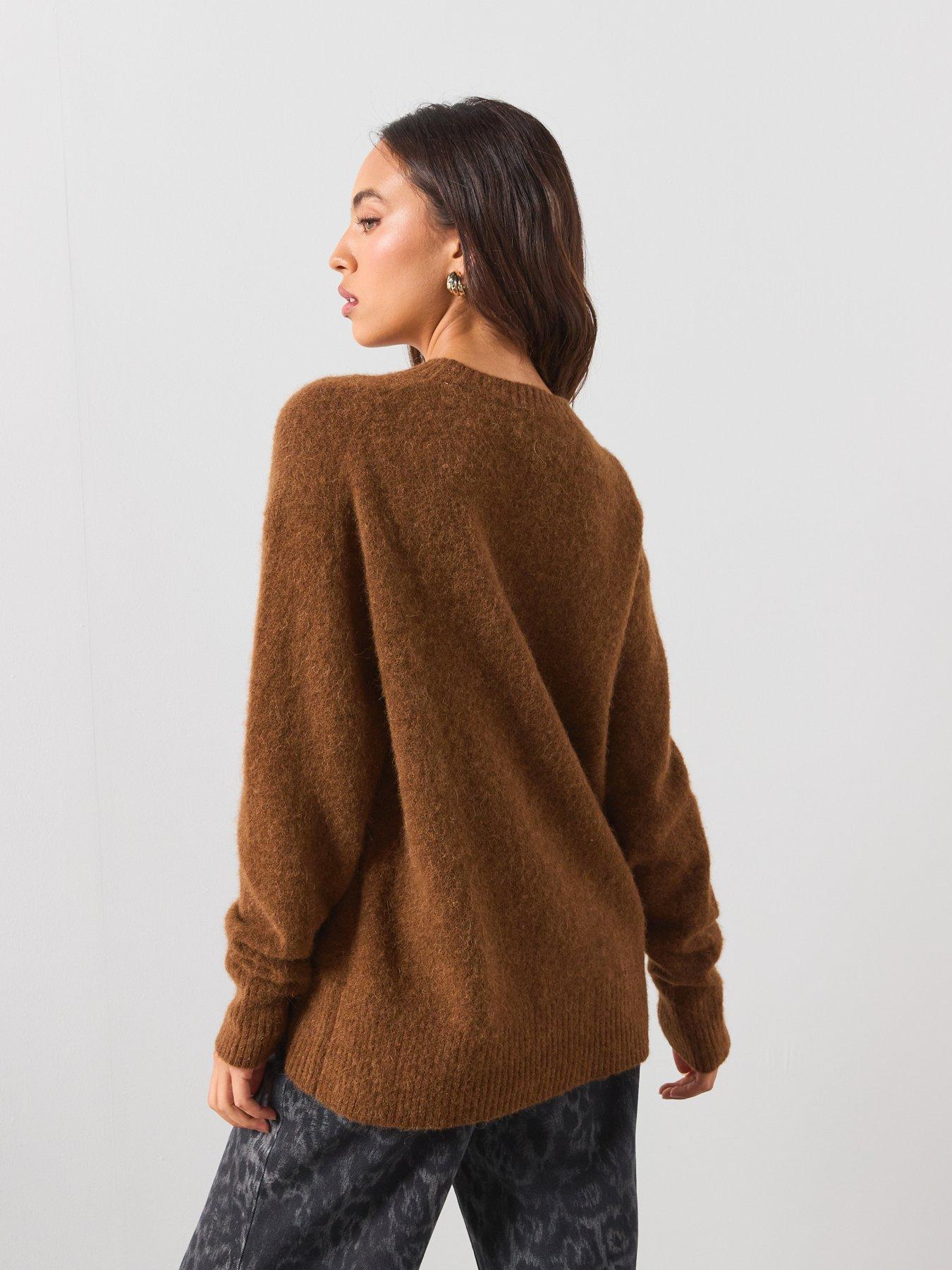 Image 2 of 6 of AllSaints Unwind Relaxed Alpaca Blend Sweater - Brown