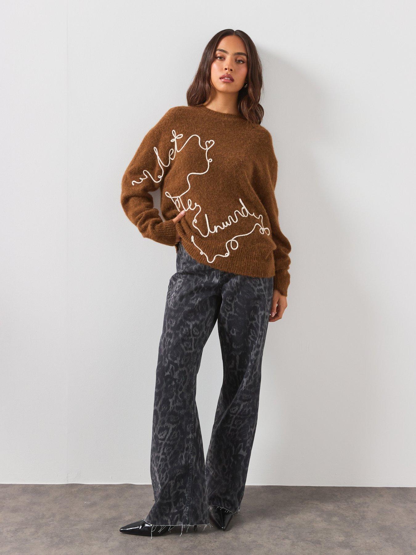 Image 3 of 6 of AllSaints Unwind Relaxed Alpaca Blend Sweater - Brown