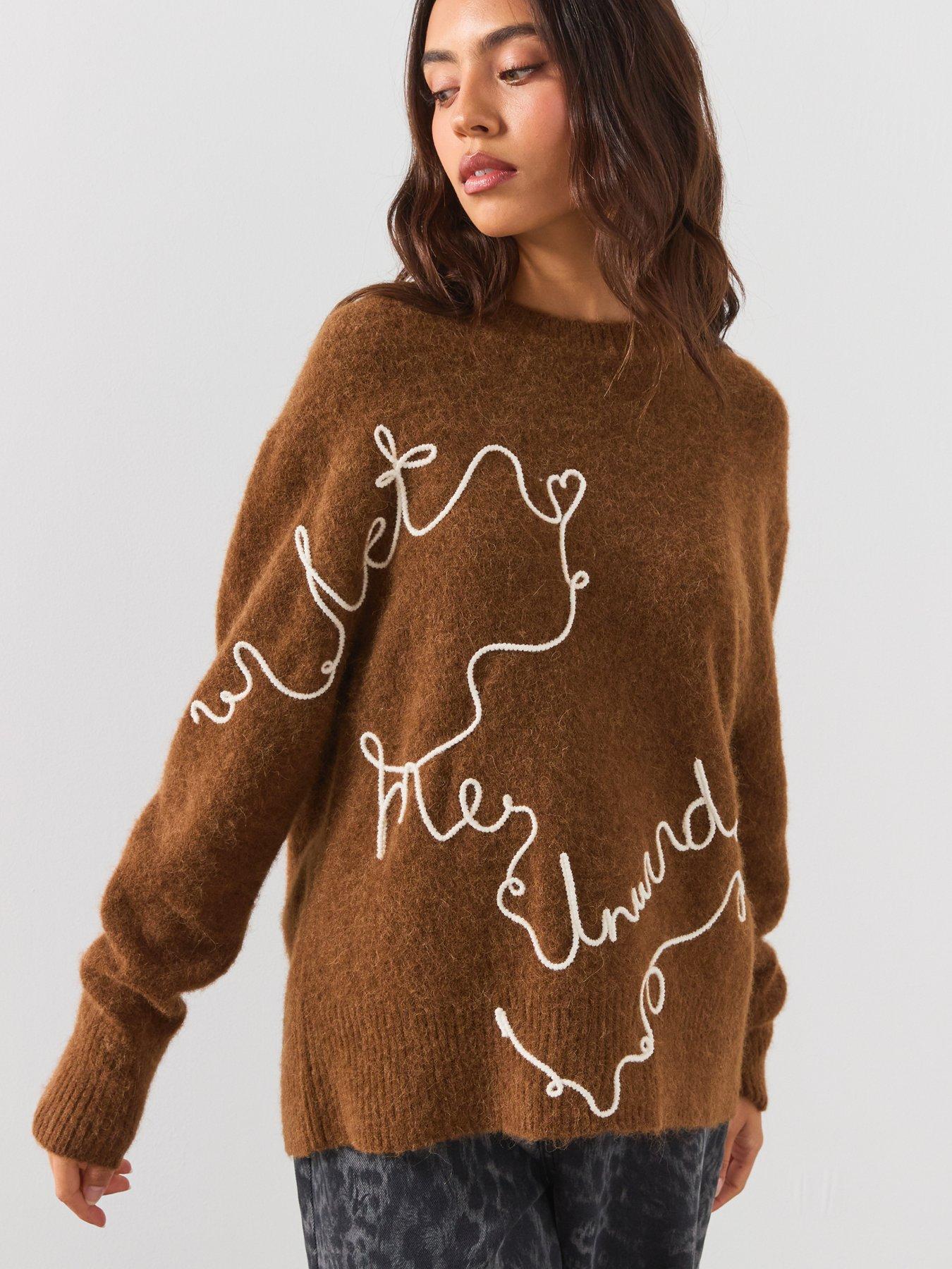 Image 4 of 6 of AllSaints Unwind Relaxed Alpaca Blend Sweater - Brown