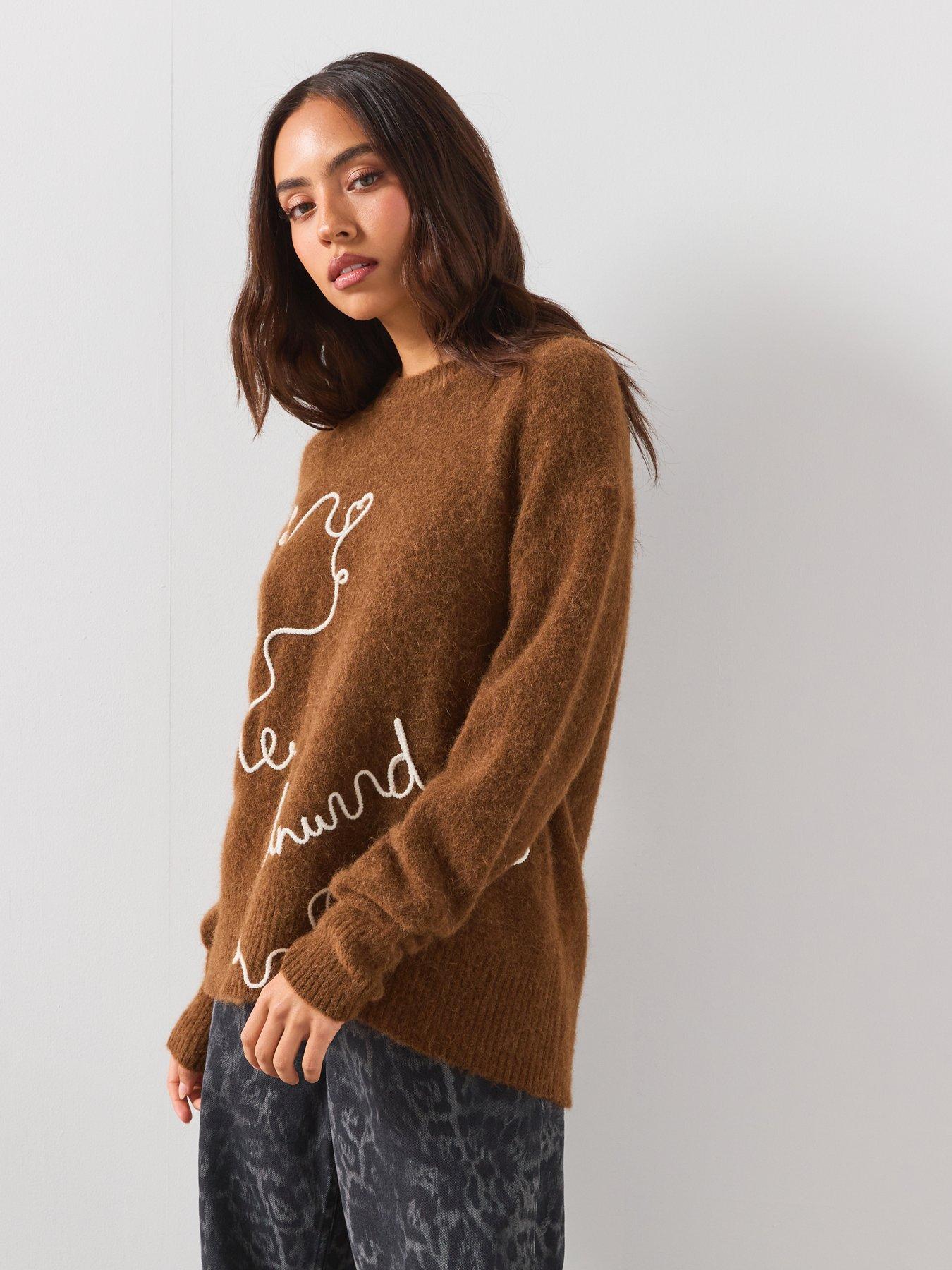 Image 5 of 6 of AllSaints Unwind Relaxed Alpaca Blend Sweater - Brown