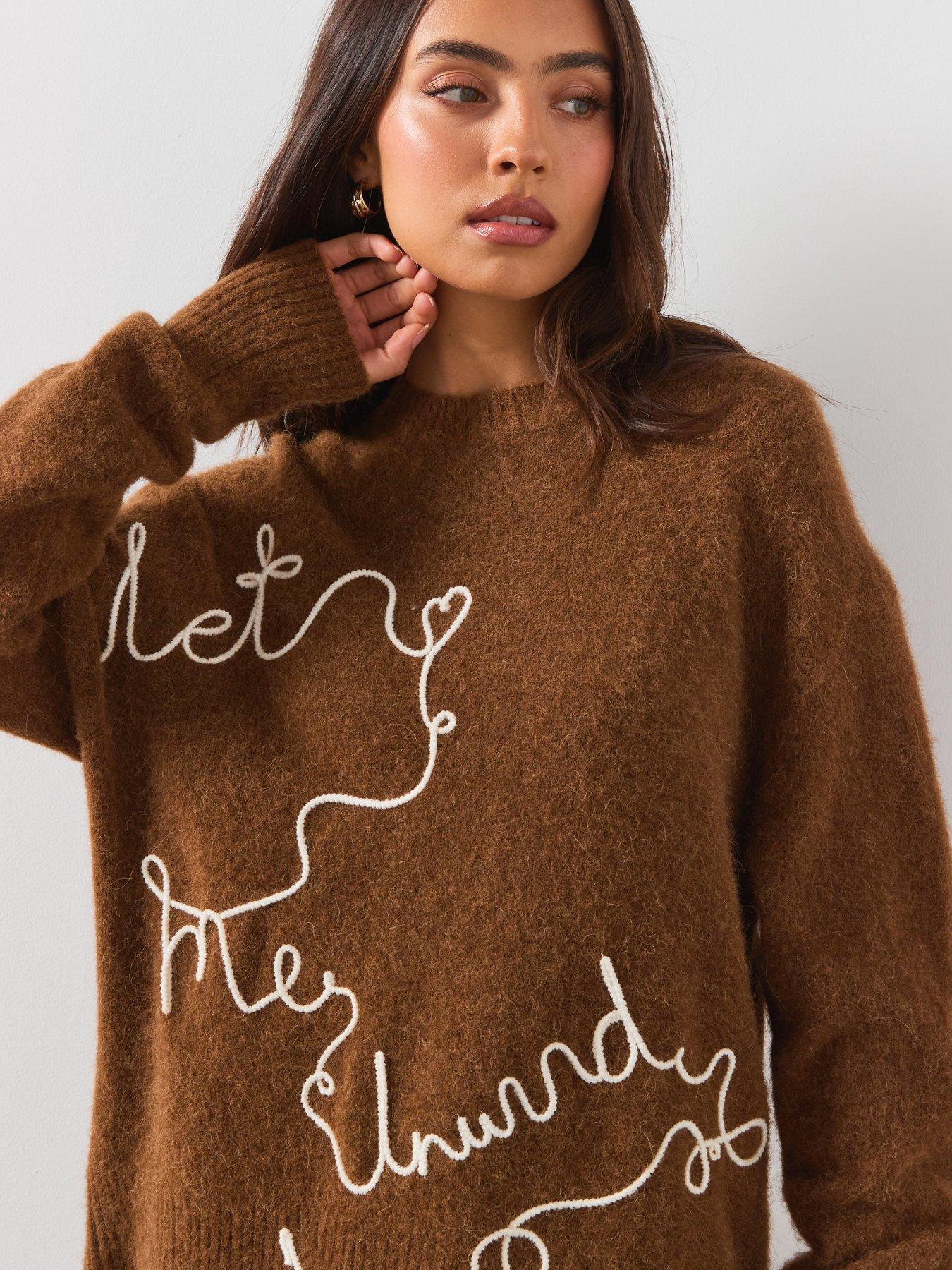 Image 6 of 6 of AllSaints Unwind Relaxed Alpaca Blend Sweater - Brown