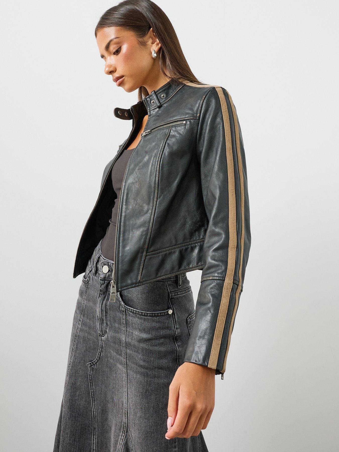 AllSaints Tiggy Fitted Leather Jacket - Black