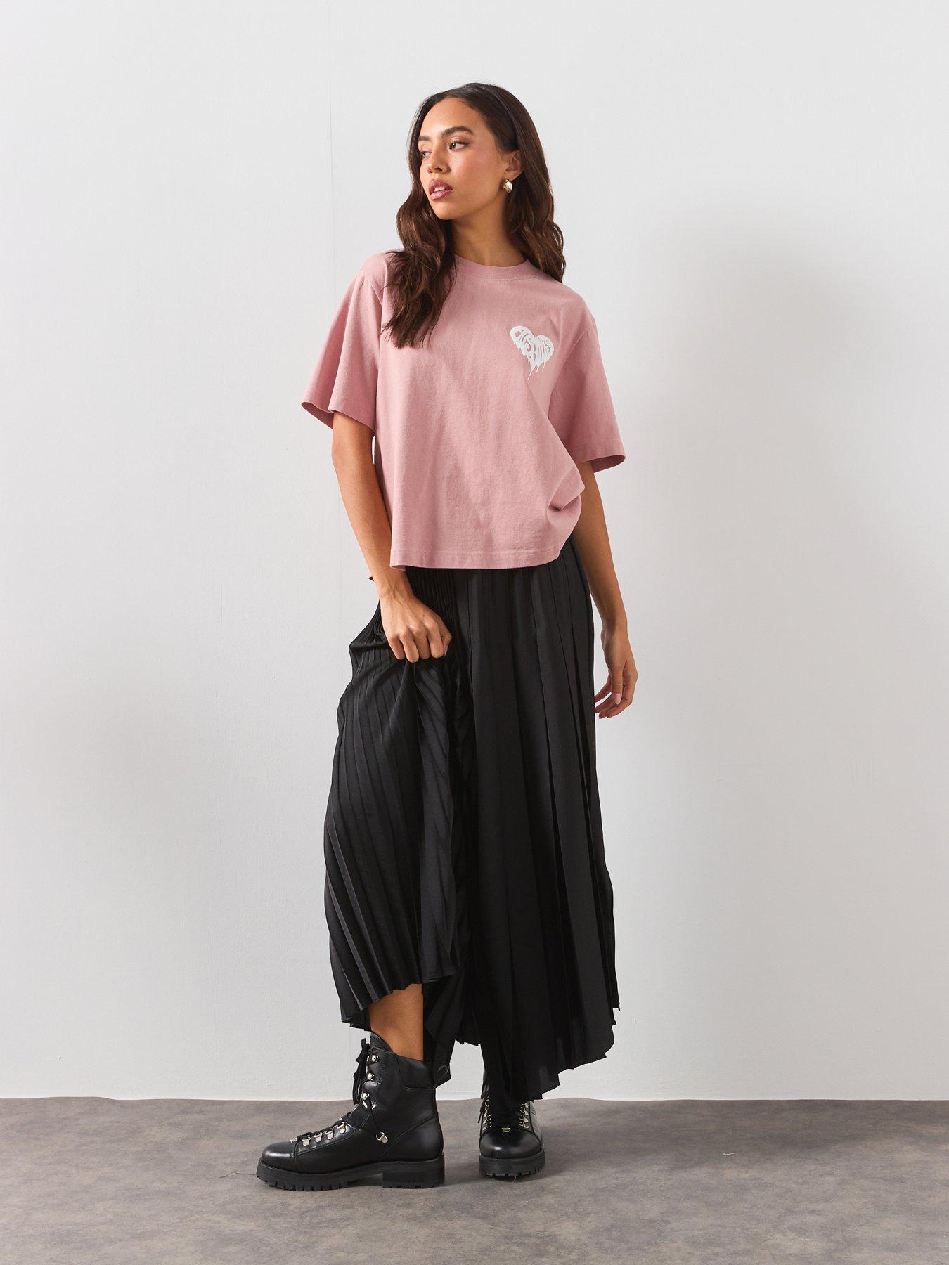 Image 3 of 6 of AllSaints Graphic Crew Neck Top - Pink