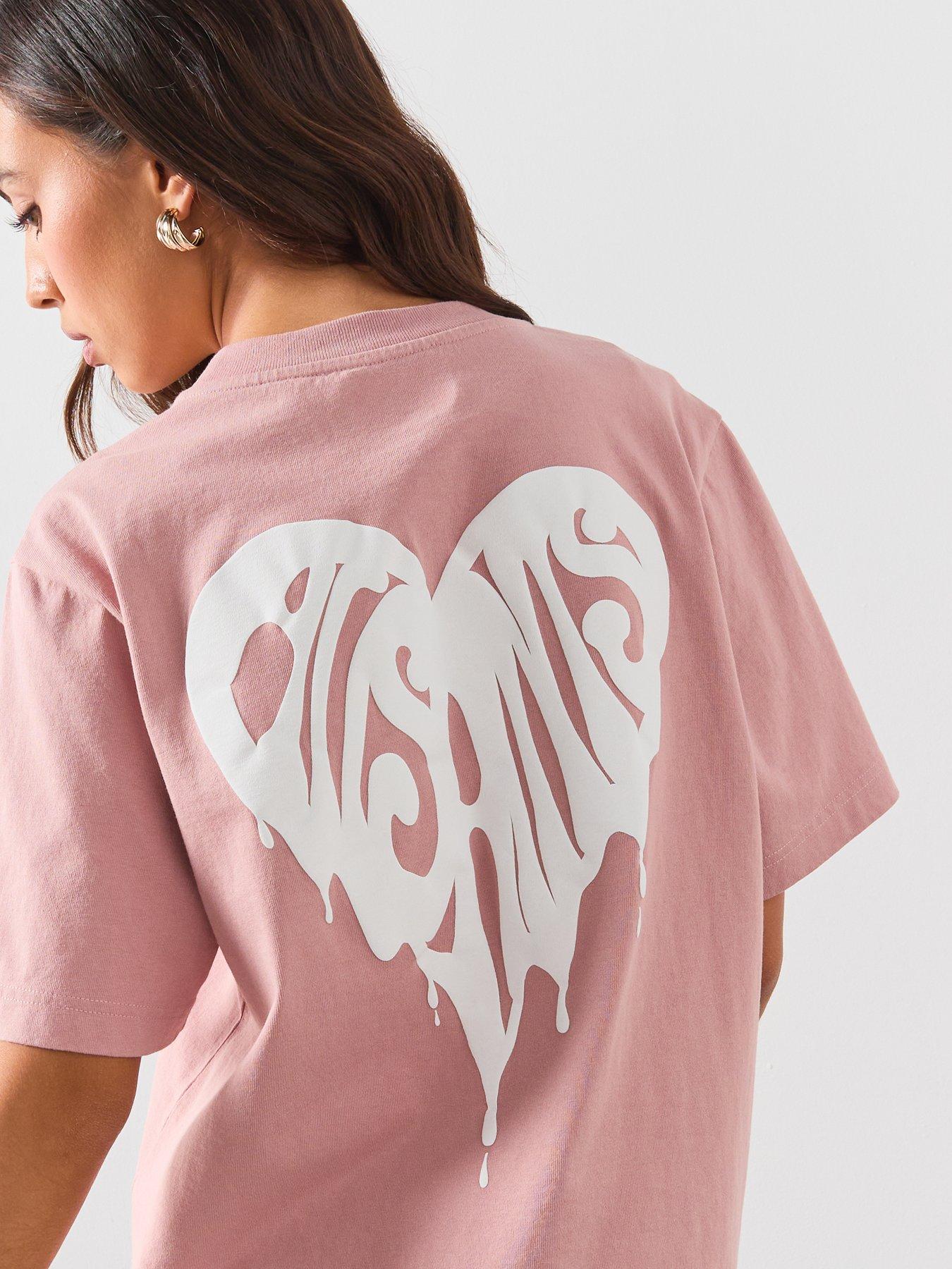 Image 4 of 6 of AllSaints Graphic Crew Neck Top - Pink