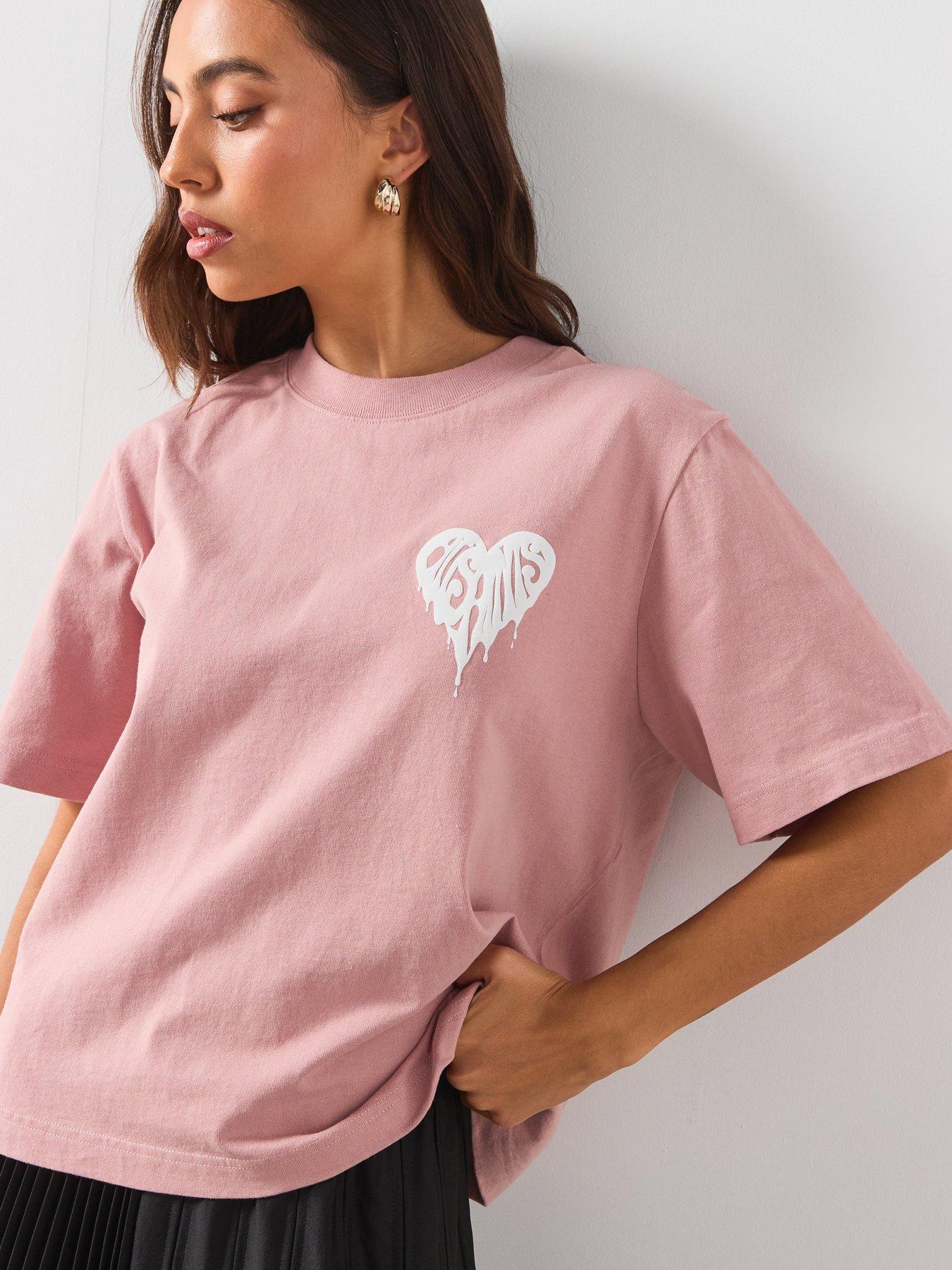 Image 5 of 6 of AllSaints Graphic Crew Neck Top - Pink