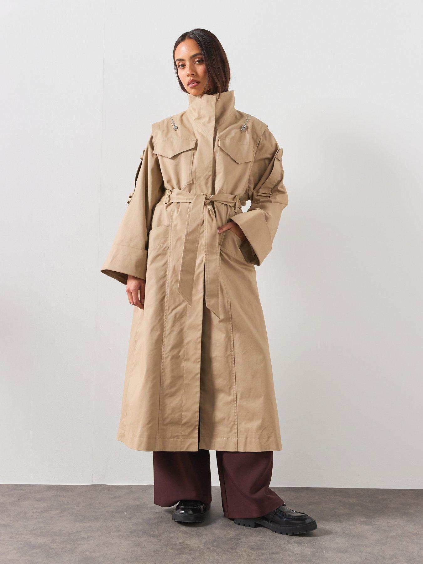 Image 1 of 6 of AllSaints Clayton Relaxed Fit Trench Coat - Grey