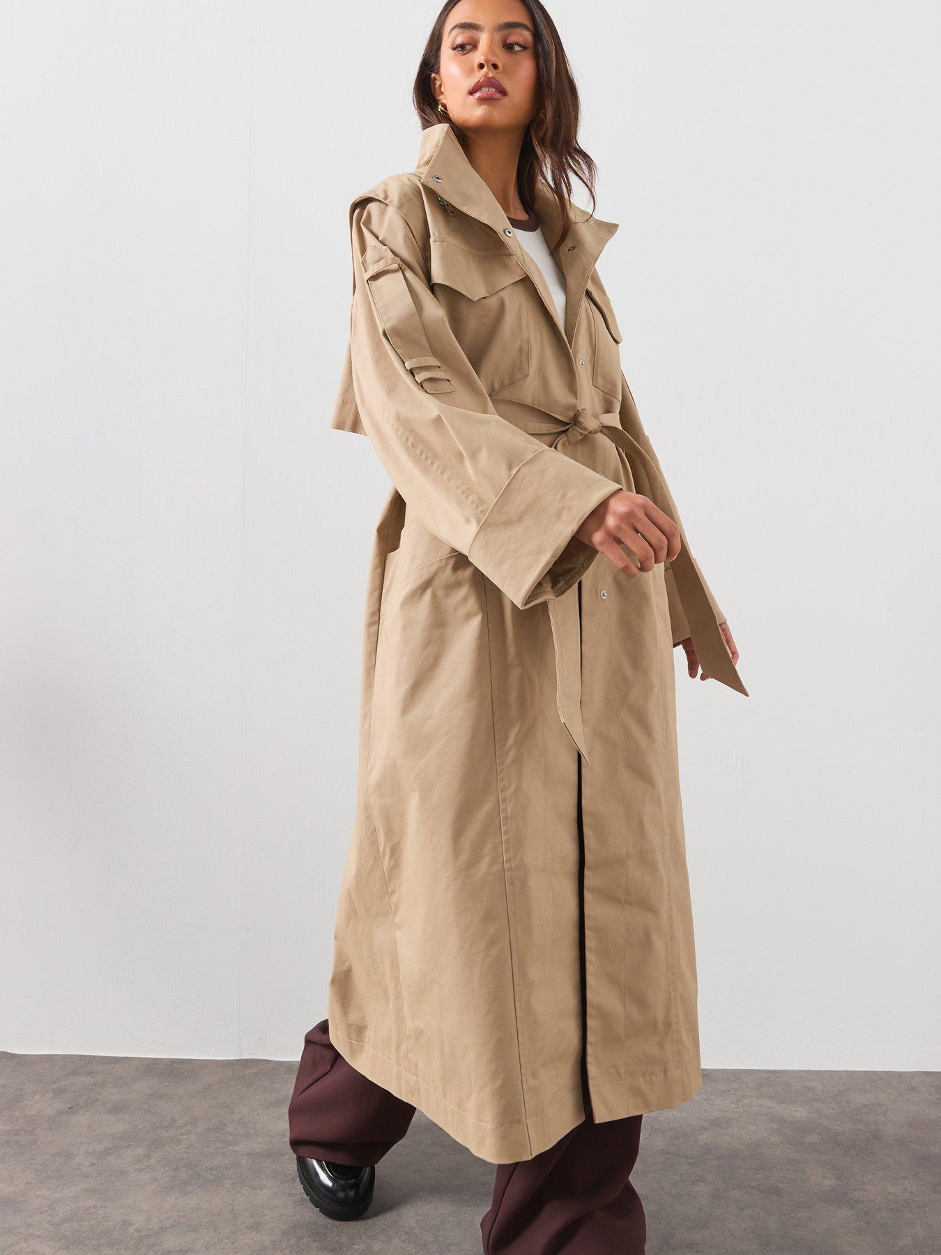 Image 6 of 6 of AllSaints Clayton Relaxed Fit Trench Coat - Grey