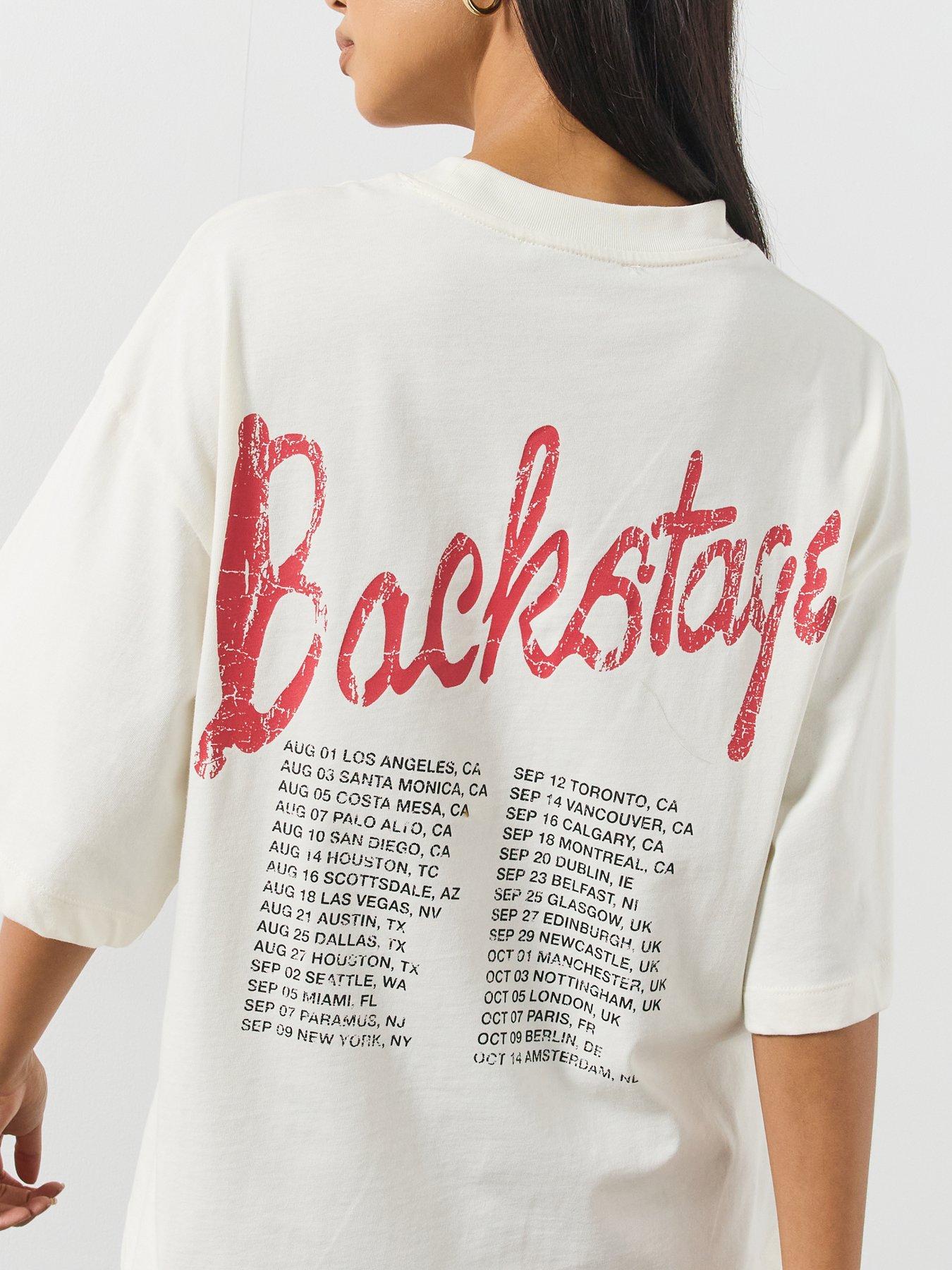 Image 4 of 4 of AllSaints Womens Reflect Amelia Graphic Oversized T-Shirt - White