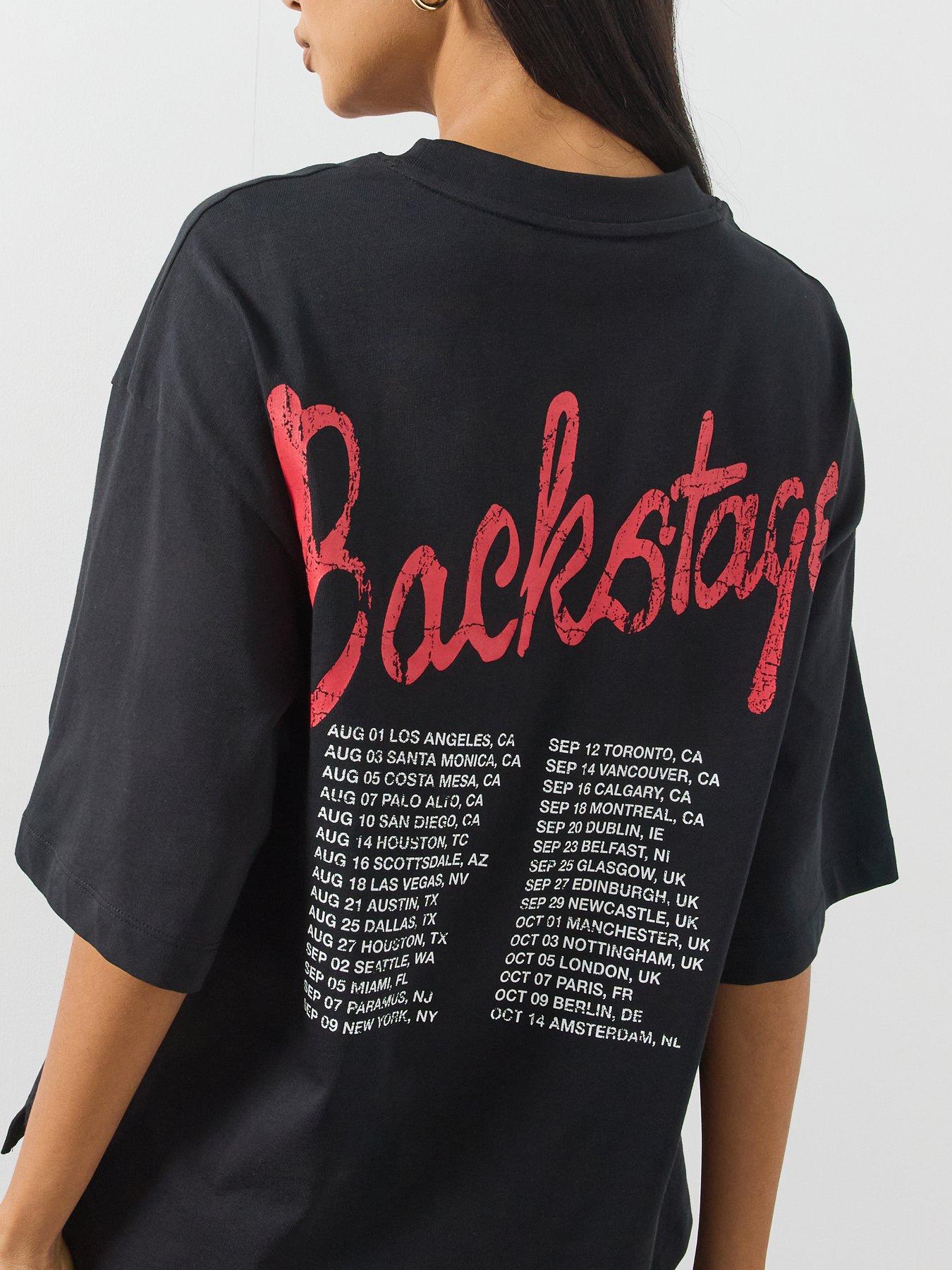 Image 5 of 6 of AllSaints Womens Amelia Oversized Graphic T-Shirt - Black