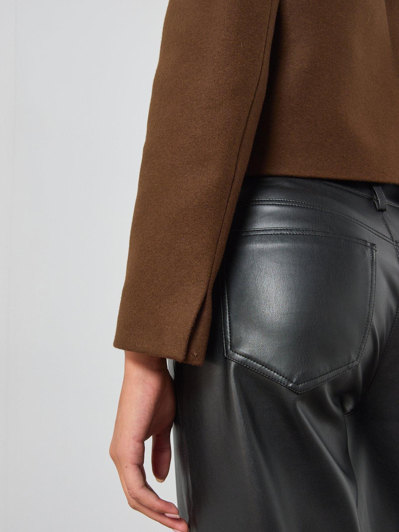 Image 6 of 6 of AllSaints Womens Military-Style Cropped Stand Collar Jacket - Brown