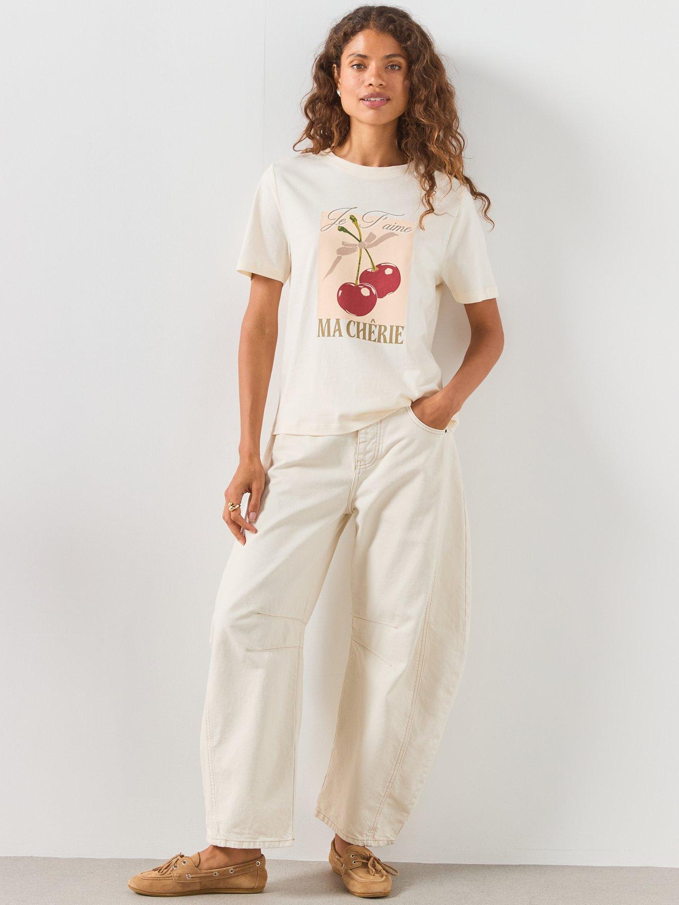 Image 3 of 6 of Mango Printed Cotton-Blend T-Shirt - White