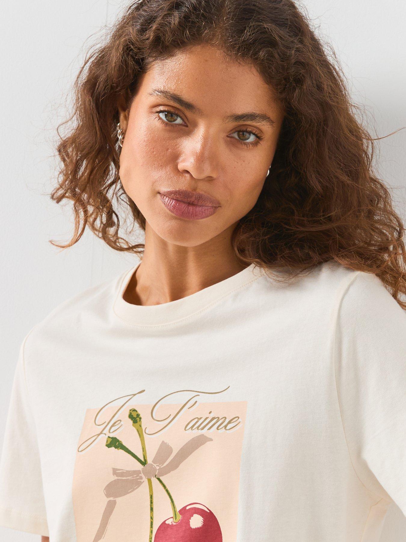 Image 5 of 6 of Mango Printed Cotton-Blend T-Shirt - White