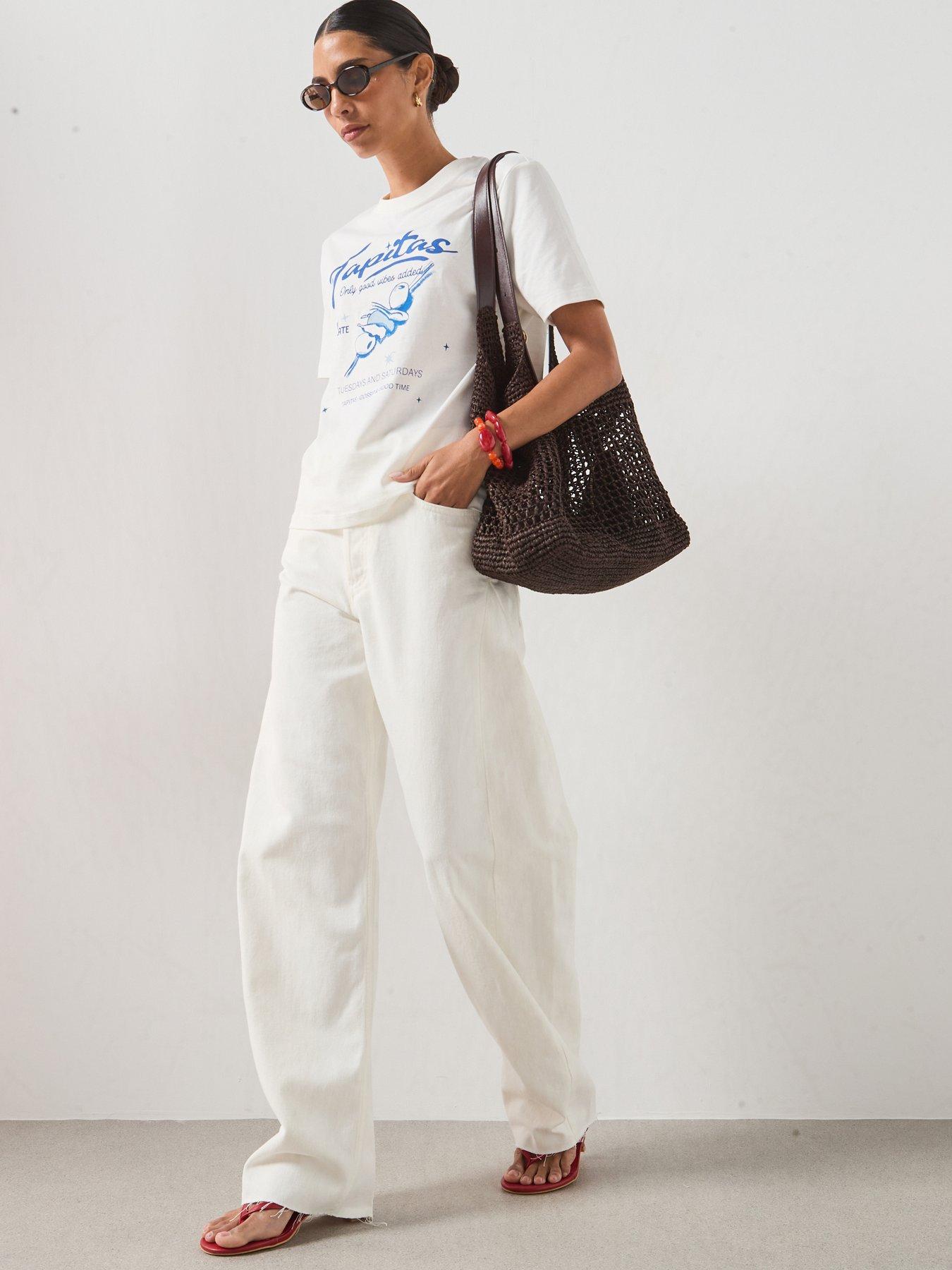 Mango Mid-Rise Balloon Jeans - White