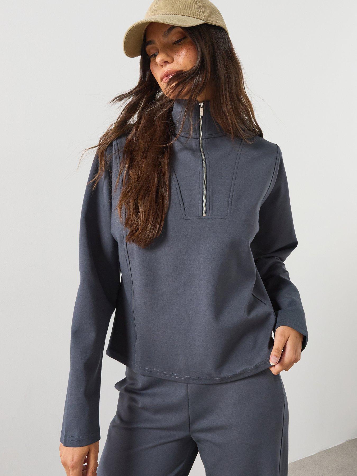 Mango Turtleneck Sweatshirt With Zip Co Ord - Blue