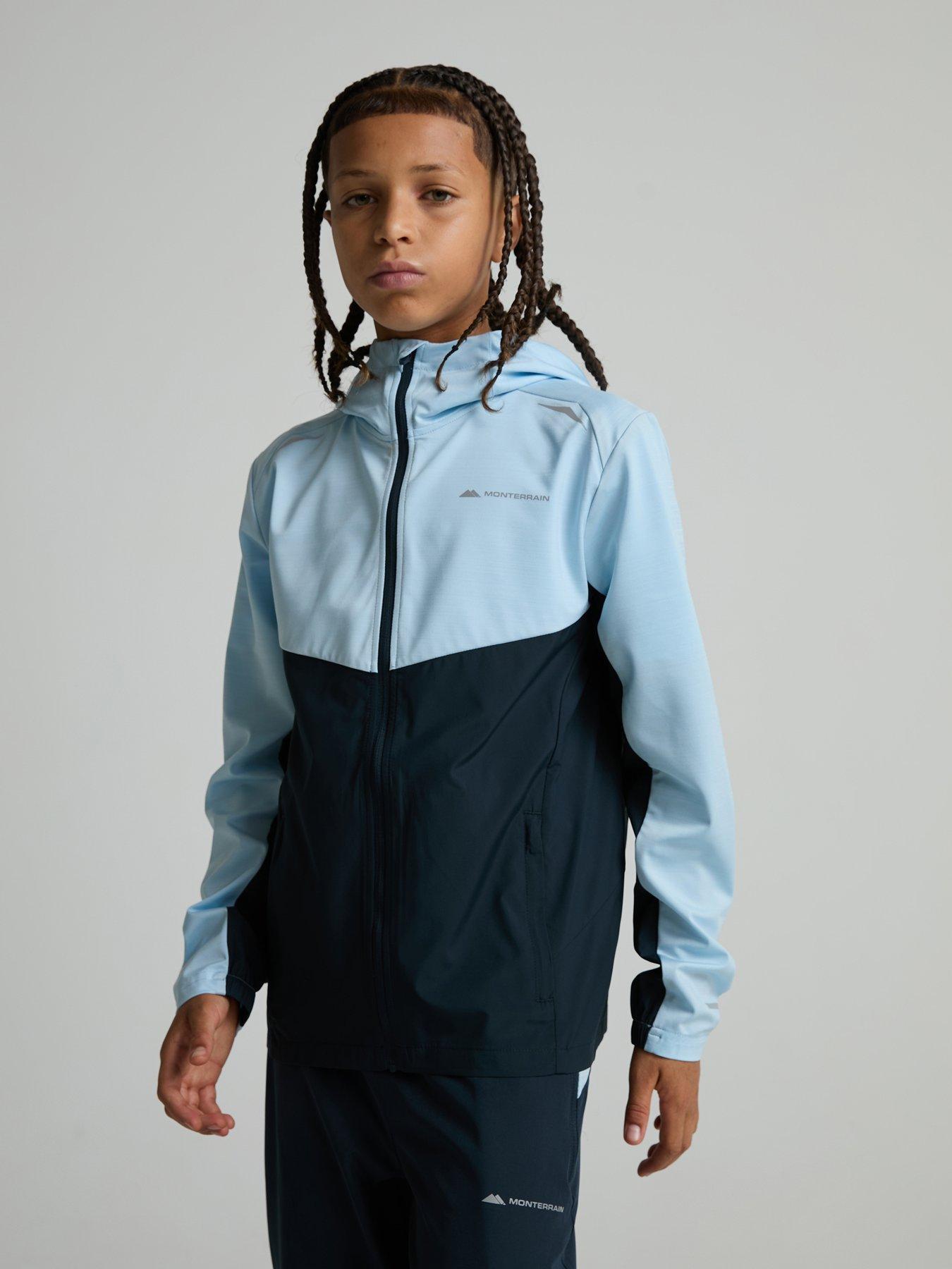 Image 1 of 5 of Monterrain Kids' Colour Block Hooded Windbreaker Jacket - Blue