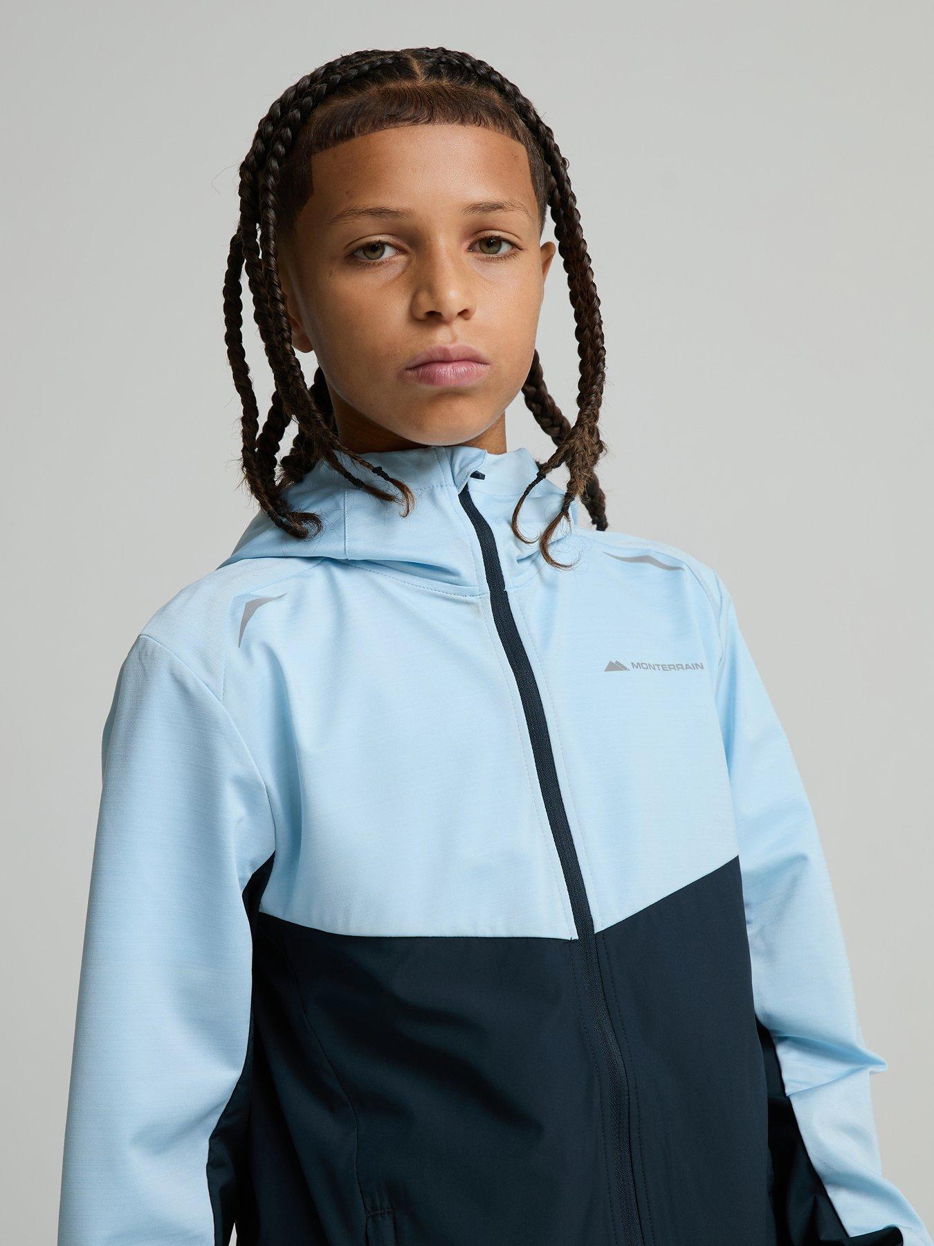 Image 4 of 5 of Monterrain Kids' Colour Block Hooded Windbreaker Jacket - Blue