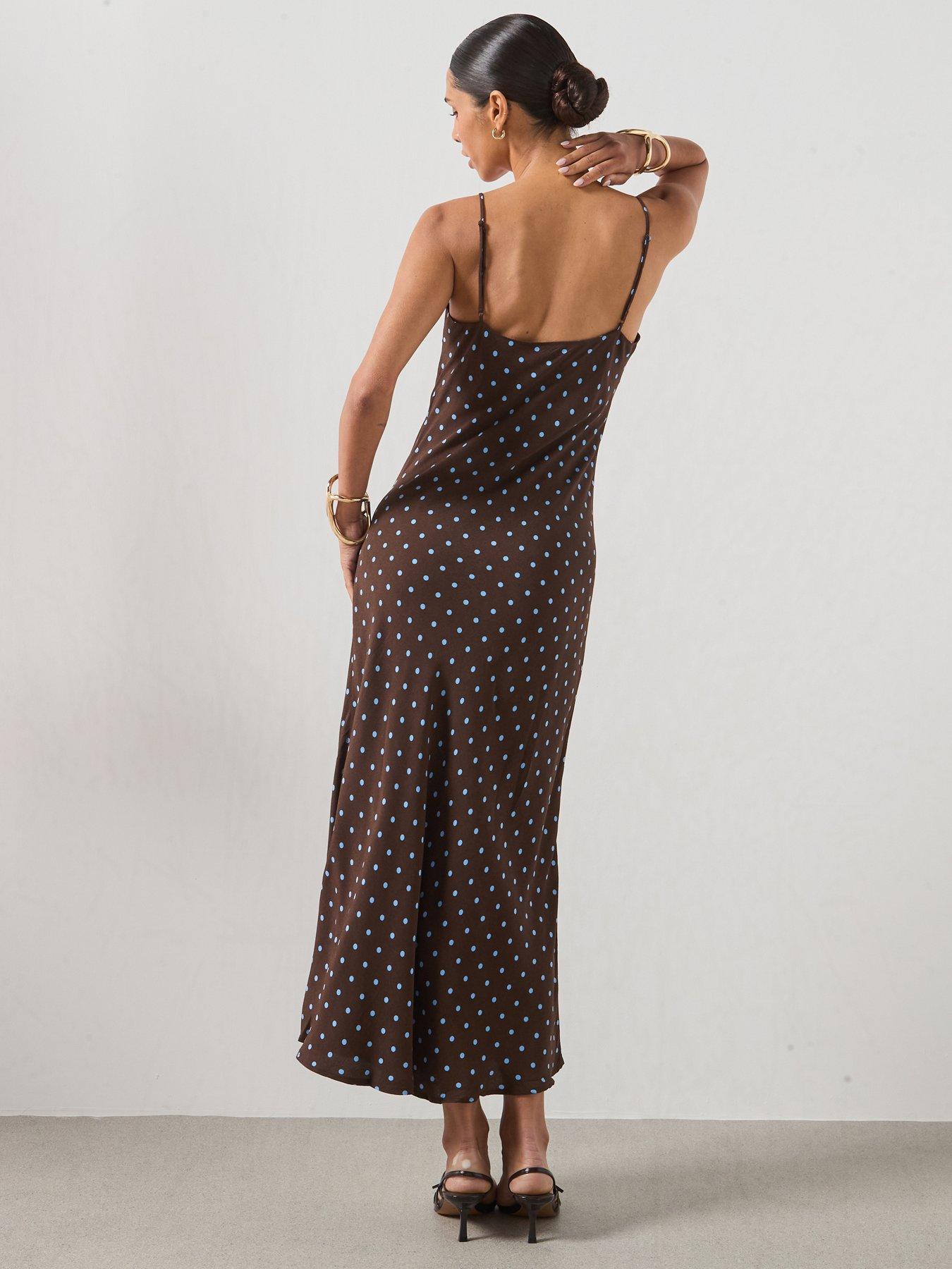 Image 2 of 6 of Mango V-Neck Print Dress - Brown