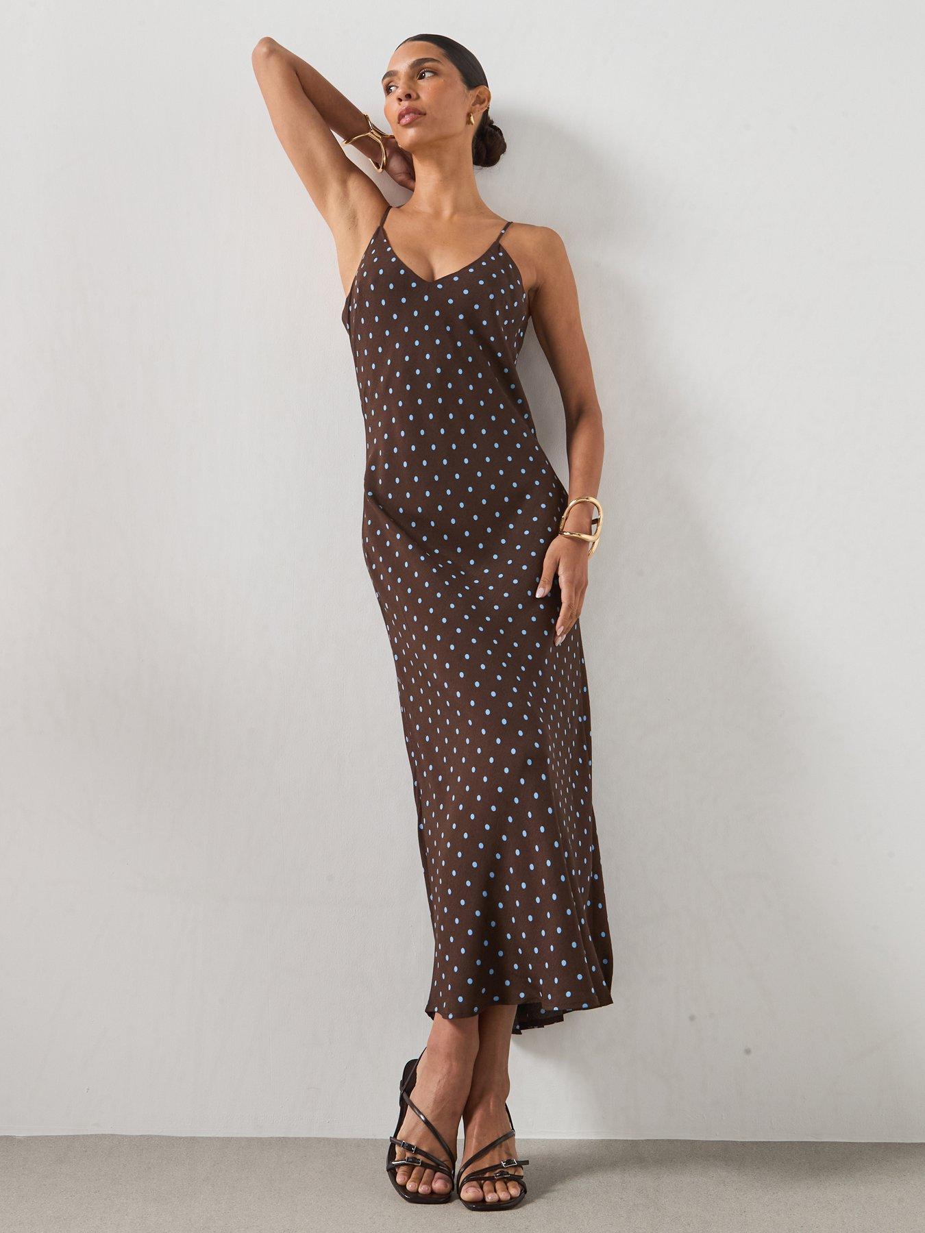 Image 6 of 6 of Mango V-Neck Print Dress - Brown
