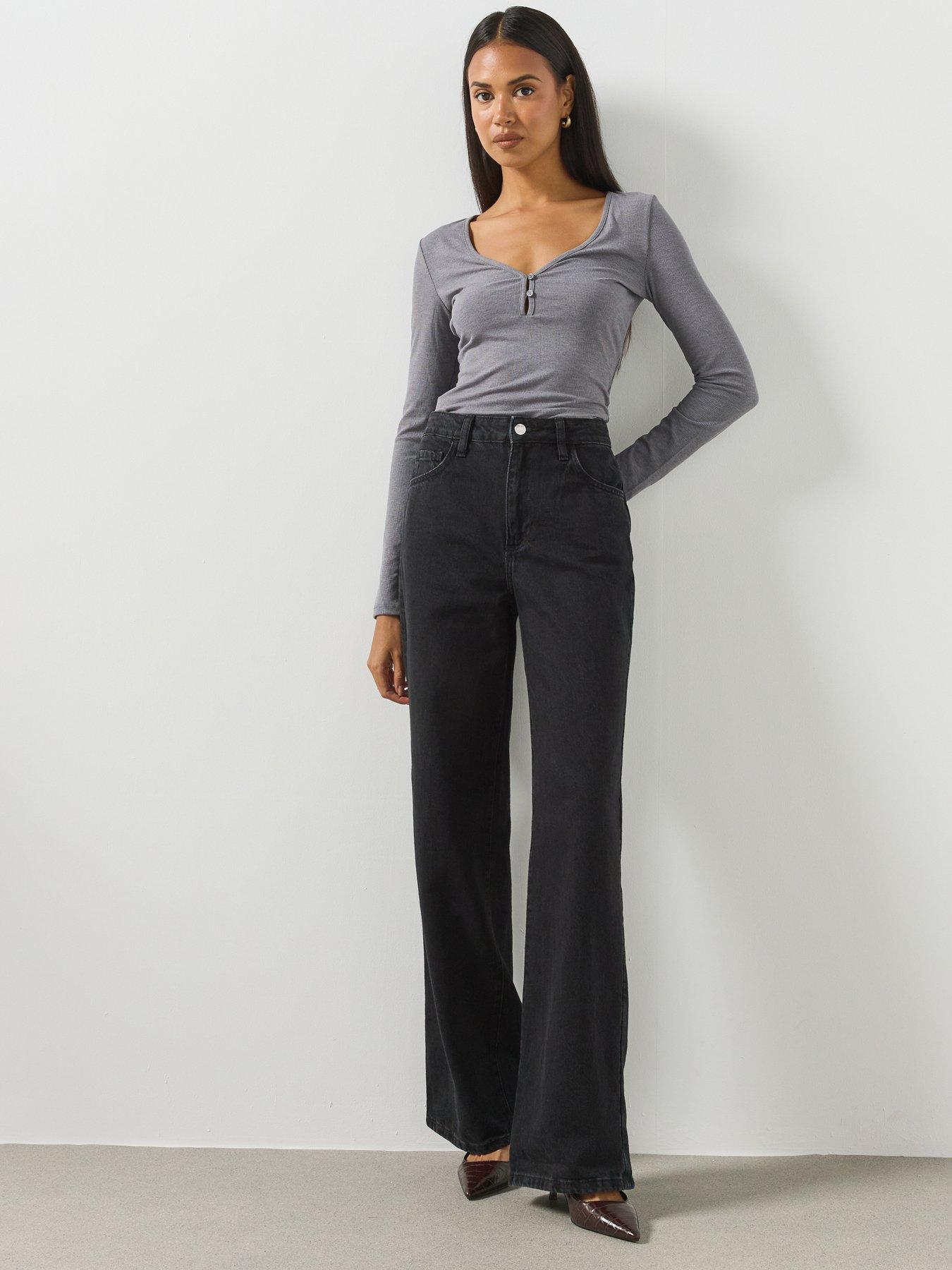 Mango Danila High-waisted Wide Leg Jeans - Grey