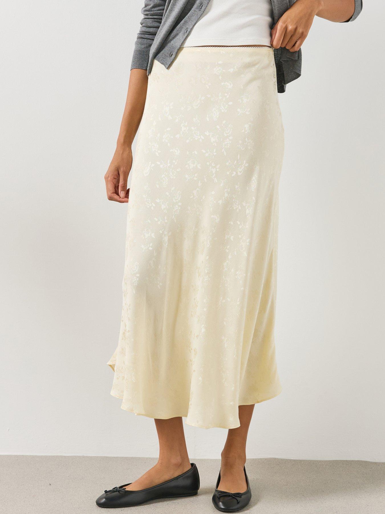 Mango A Line Devoré Skirt Co-Ord- Cream