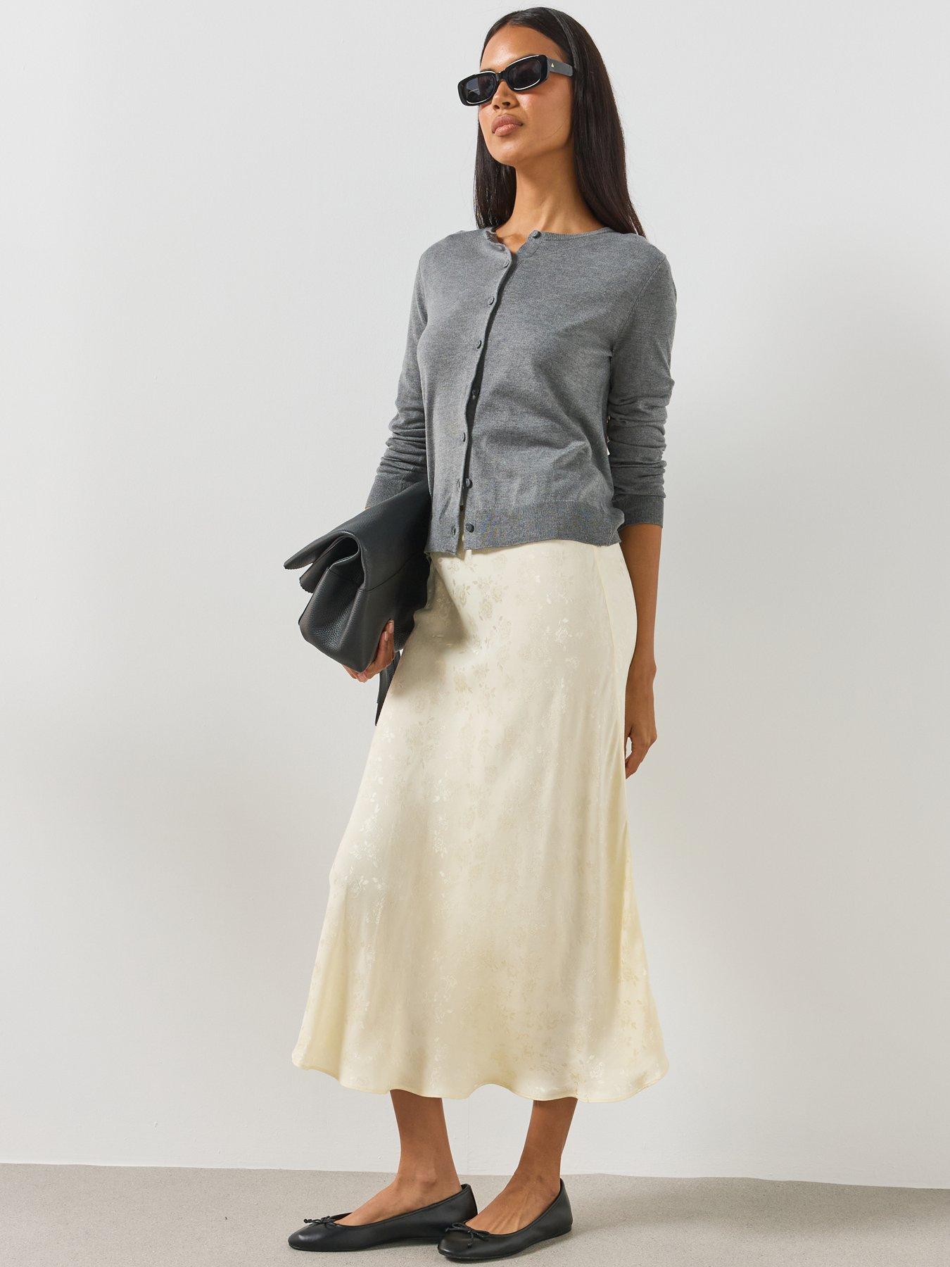Image 3 of 7 of Mango A Line Devor&eacute; Co Ord Skirt - Cream