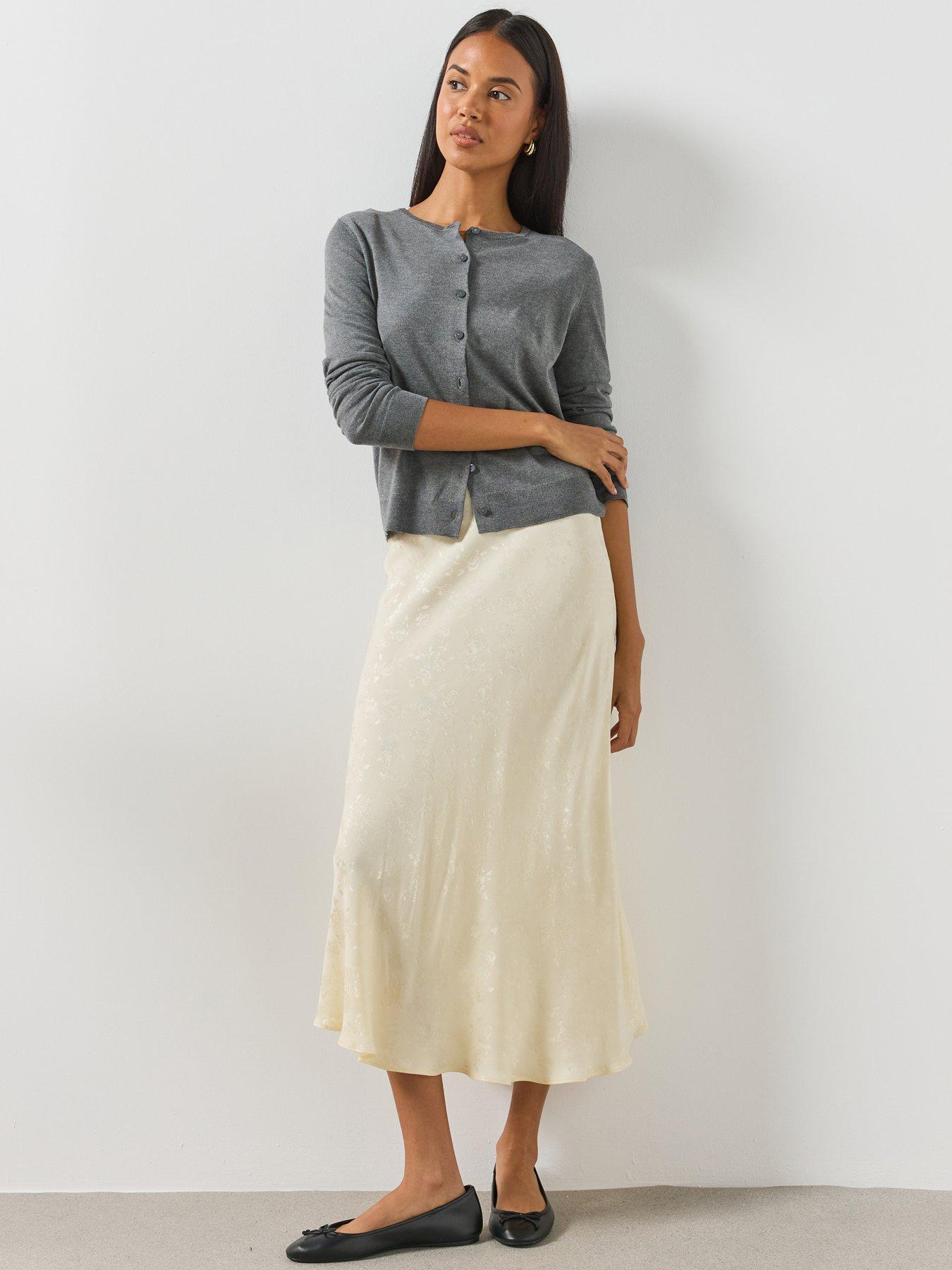 Image 5 of 7 of Mango A Line Devor&eacute; Co Ord Skirt - Cream