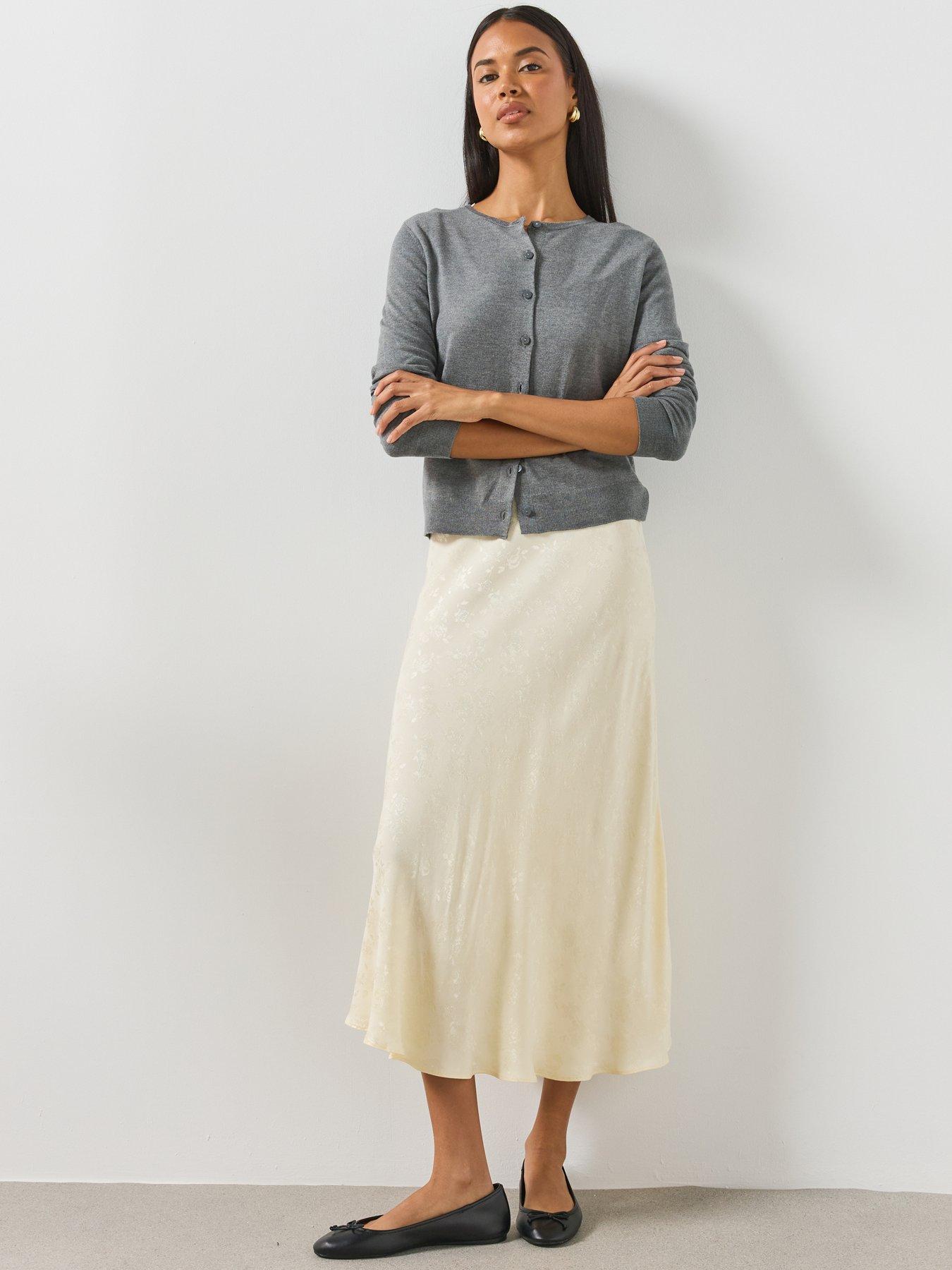 Image 6 of 7 of Mango A Line Devor&eacute; Co Ord Skirt - Cream