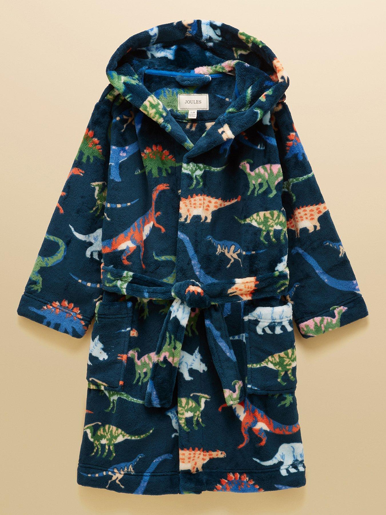Image 1 of 5 of Joules Boys Dino Dressing Gown - Navy