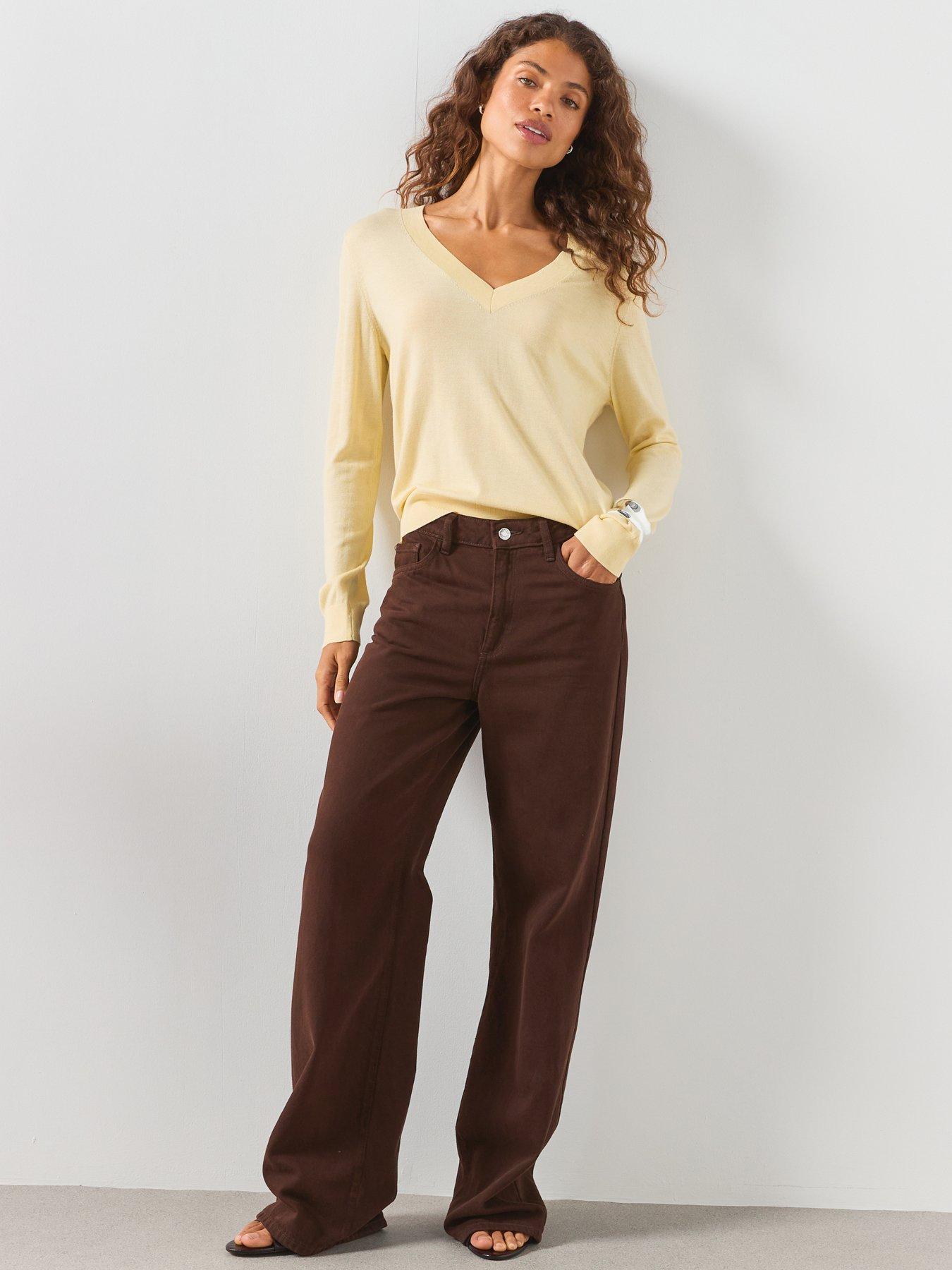Image 3 of 6 of Mango V-Neck Knit Sweater - Cream