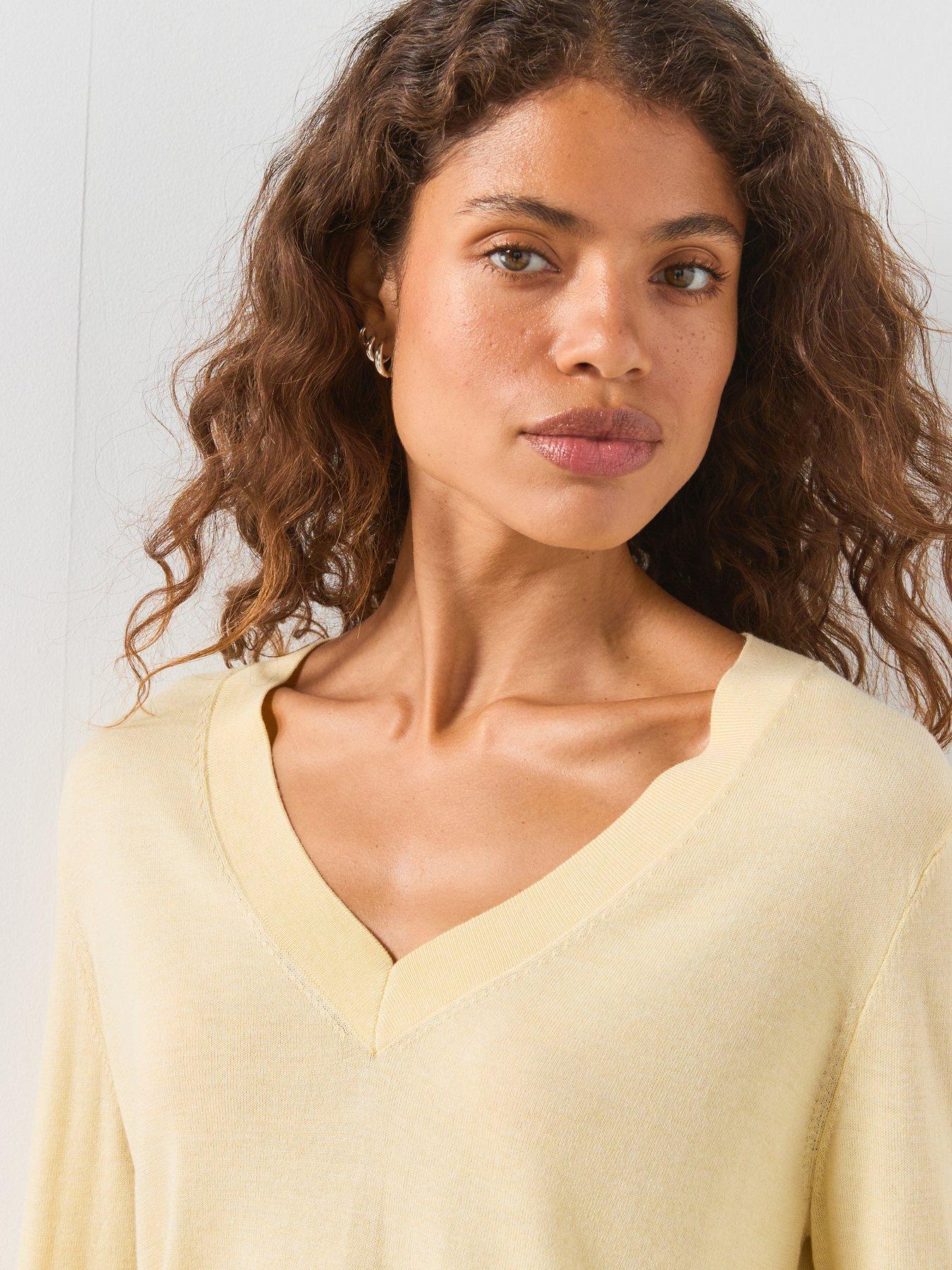 Image 5 of 6 of Mango V-Neck Knit Sweater - Cream