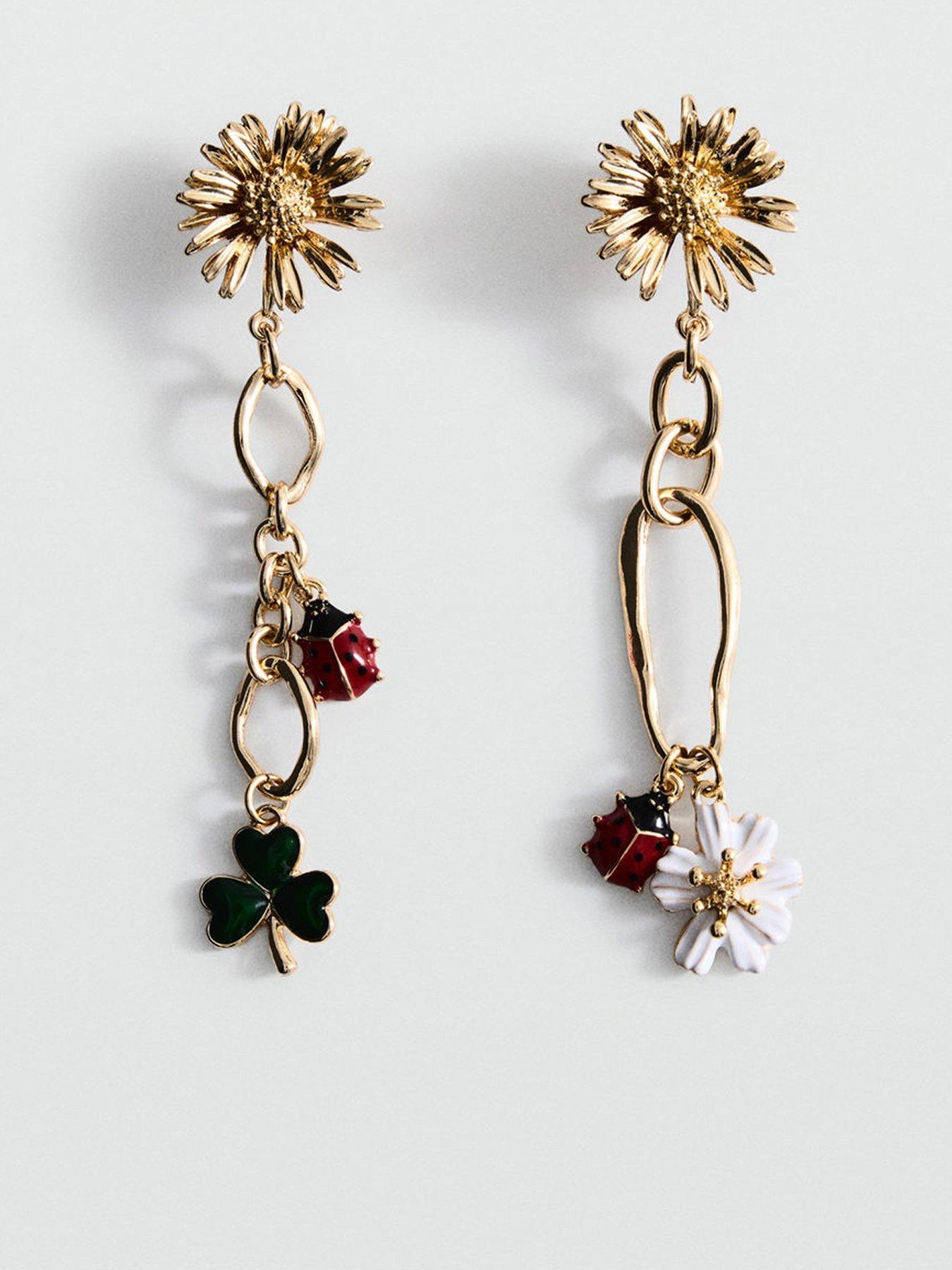 Image 1 of 3 of Mango Long Flower Earrings
