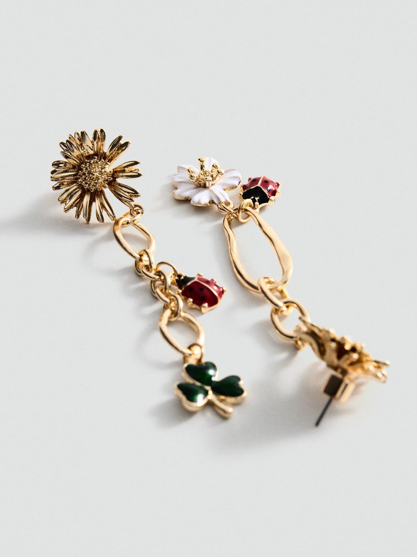 Image 2 of 3 of Mango Long Flower Earrings