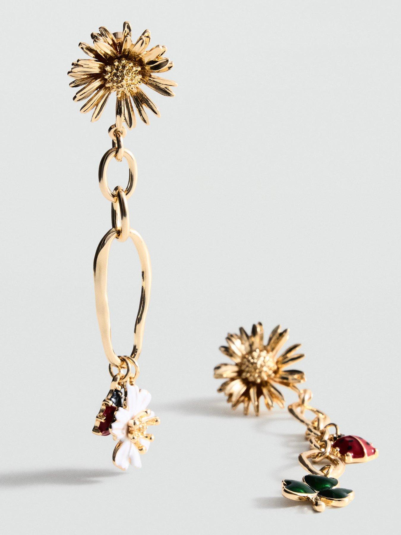 Image 3 of 3 of Mango Long Flower Earrings