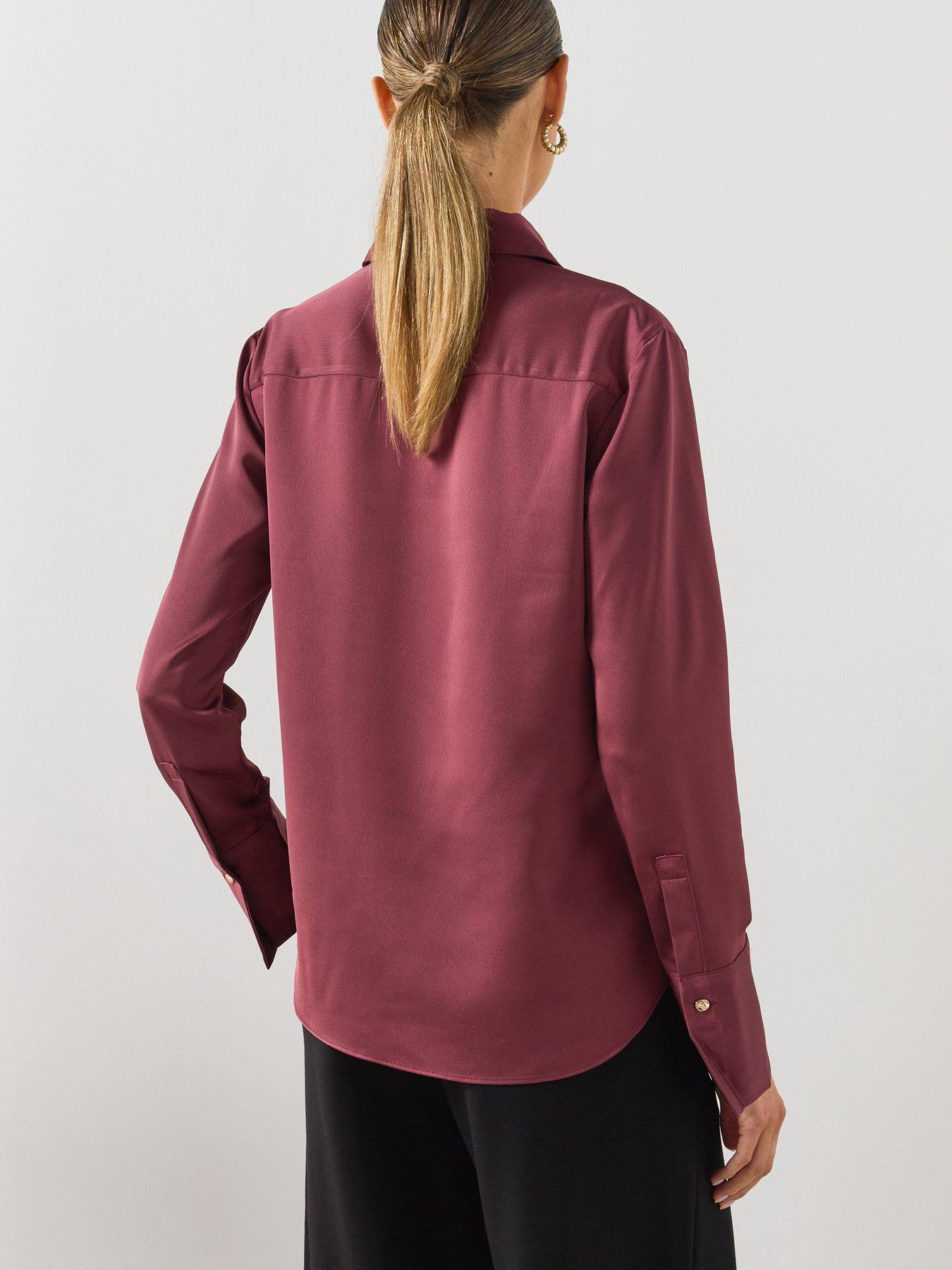 Image 2 of 6 of Mango Regular Fit Satin Button-Up Shirt - Purple