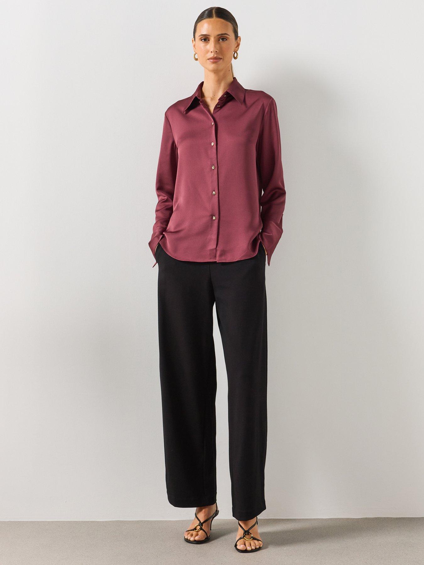 Image 3 of 6 of Mango Regular Fit Satin Button-Up Shirt - Purple