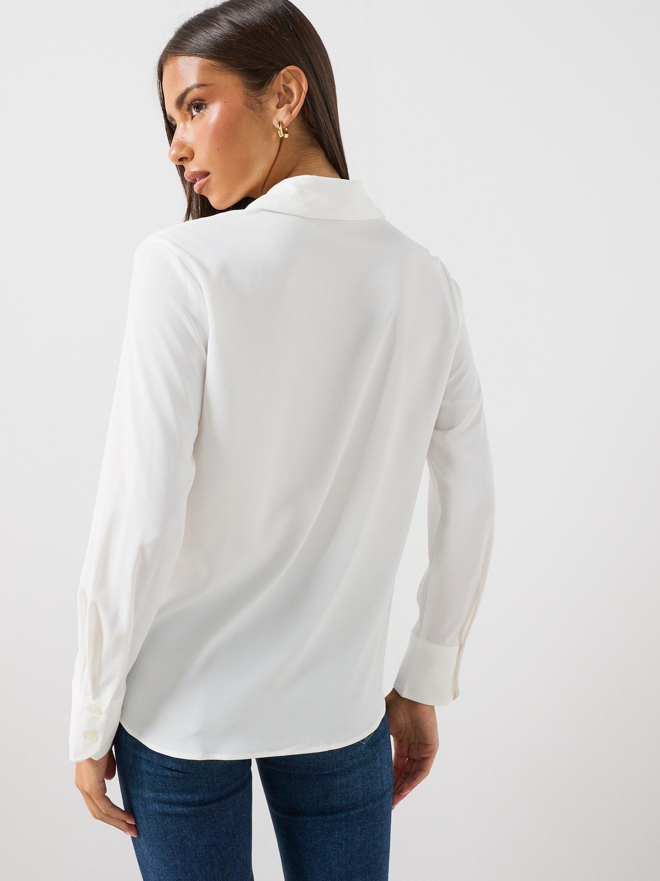 Image 2 of 6 of Mango Women's Long Sleeve Collared Shirt - White