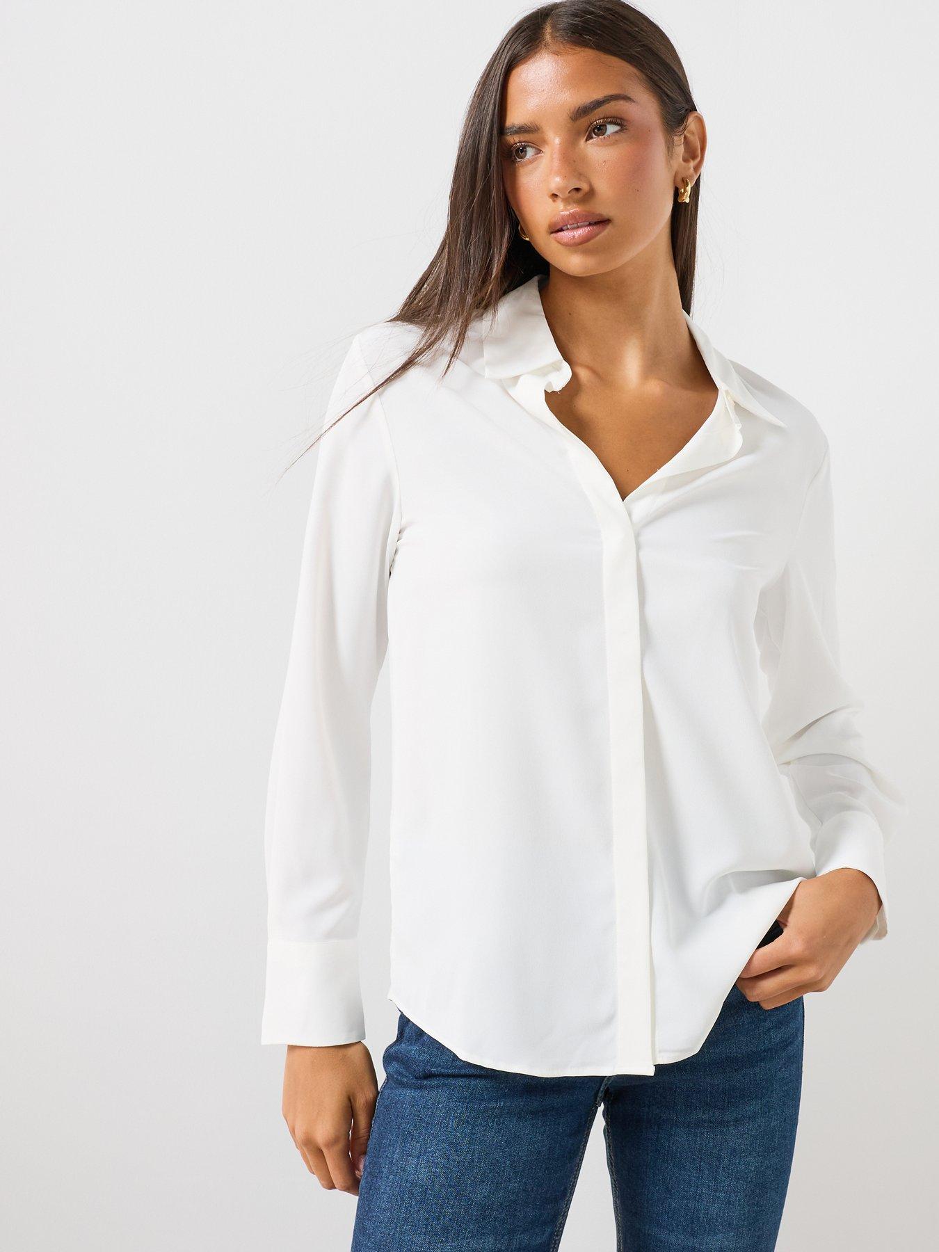 Image 4 of 6 of Mango Women's Long Sleeve Collared Shirt - White