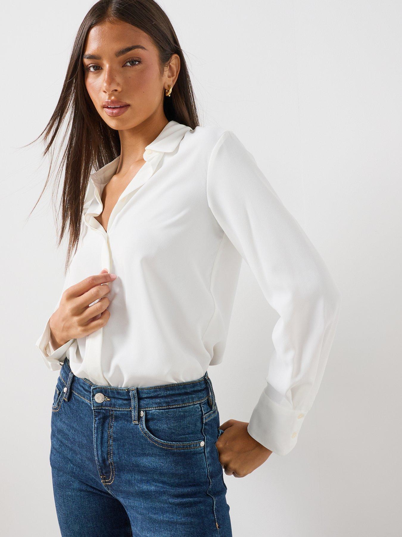 Image 6 of 6 of Mango Women's Long Sleeve Collared Shirt - White