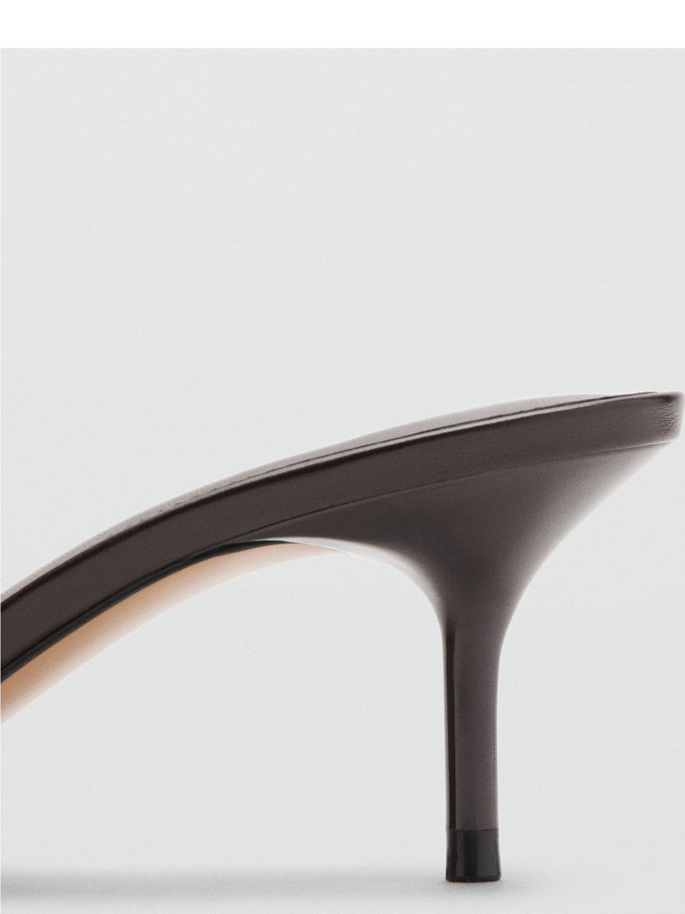 Image 4 of 4 of Mango Wrinkled Effect Beaded Heeled Sandals - Brown