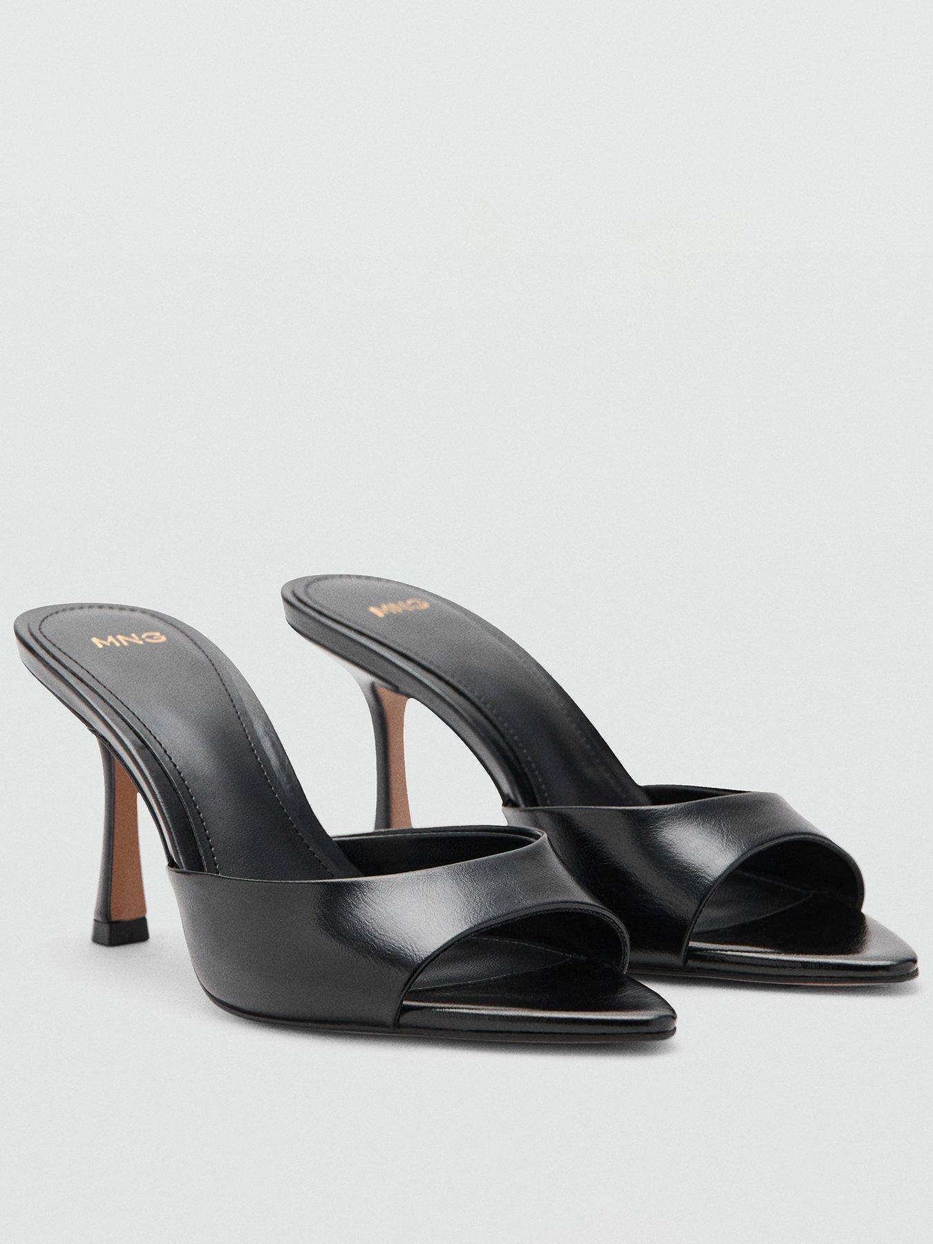 Mango Pointed Heel Sandals - Black