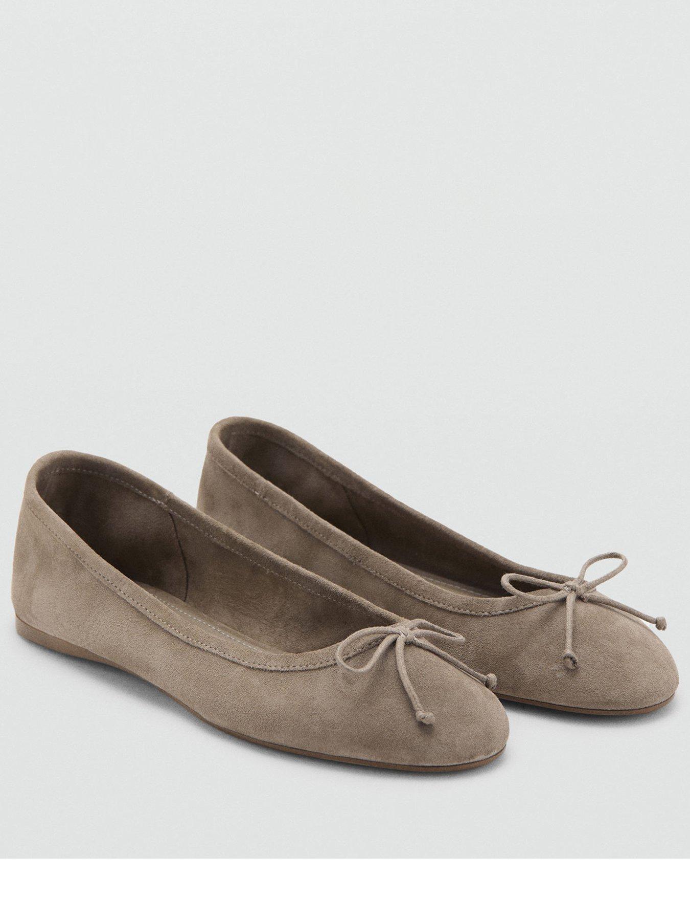 Mango Leather Ballet Flats With Bow