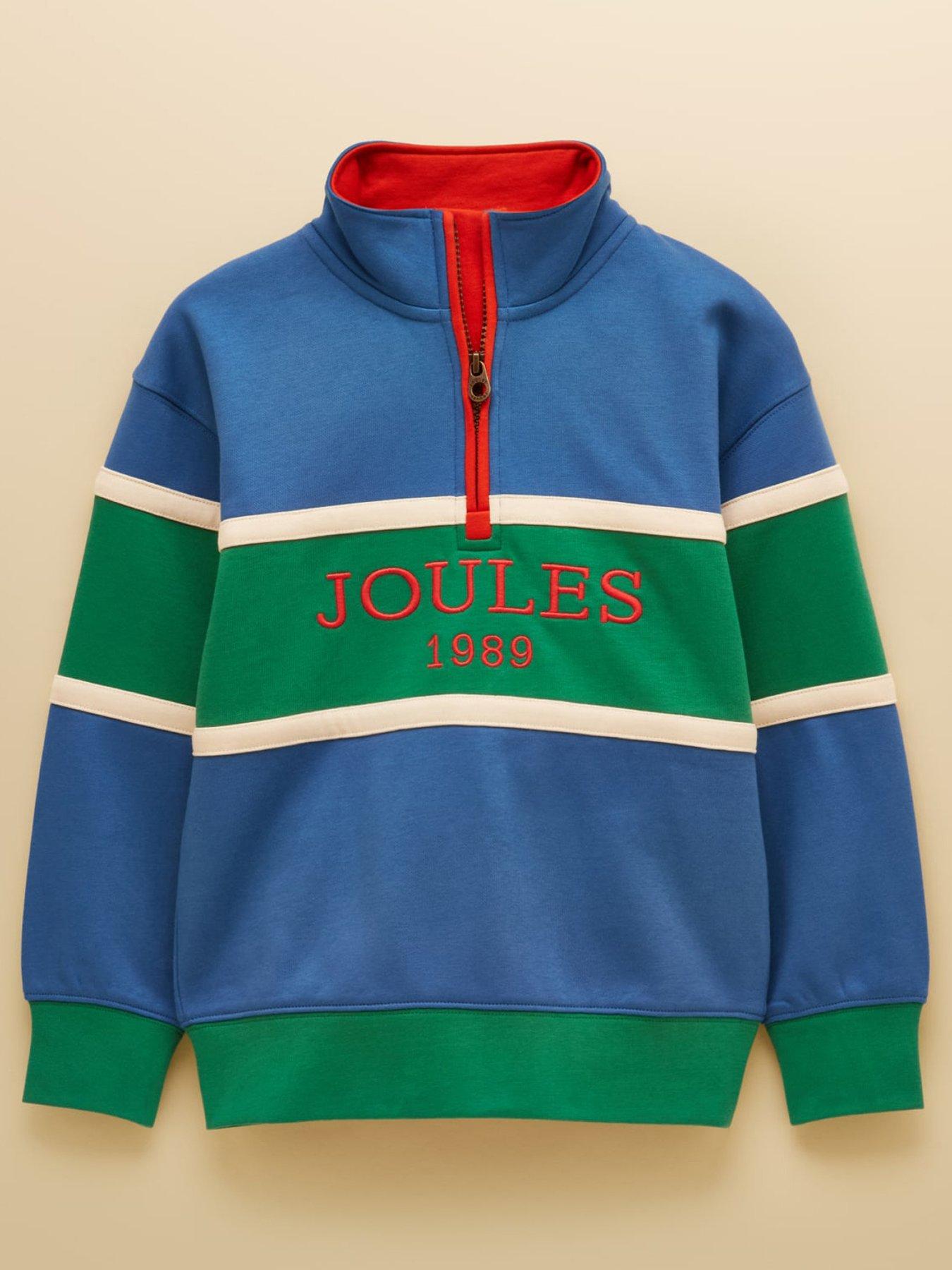 Image 2 of 4 of Joules Boys Colourblock Half-Zip Ribbed Sweatshirt - Blue