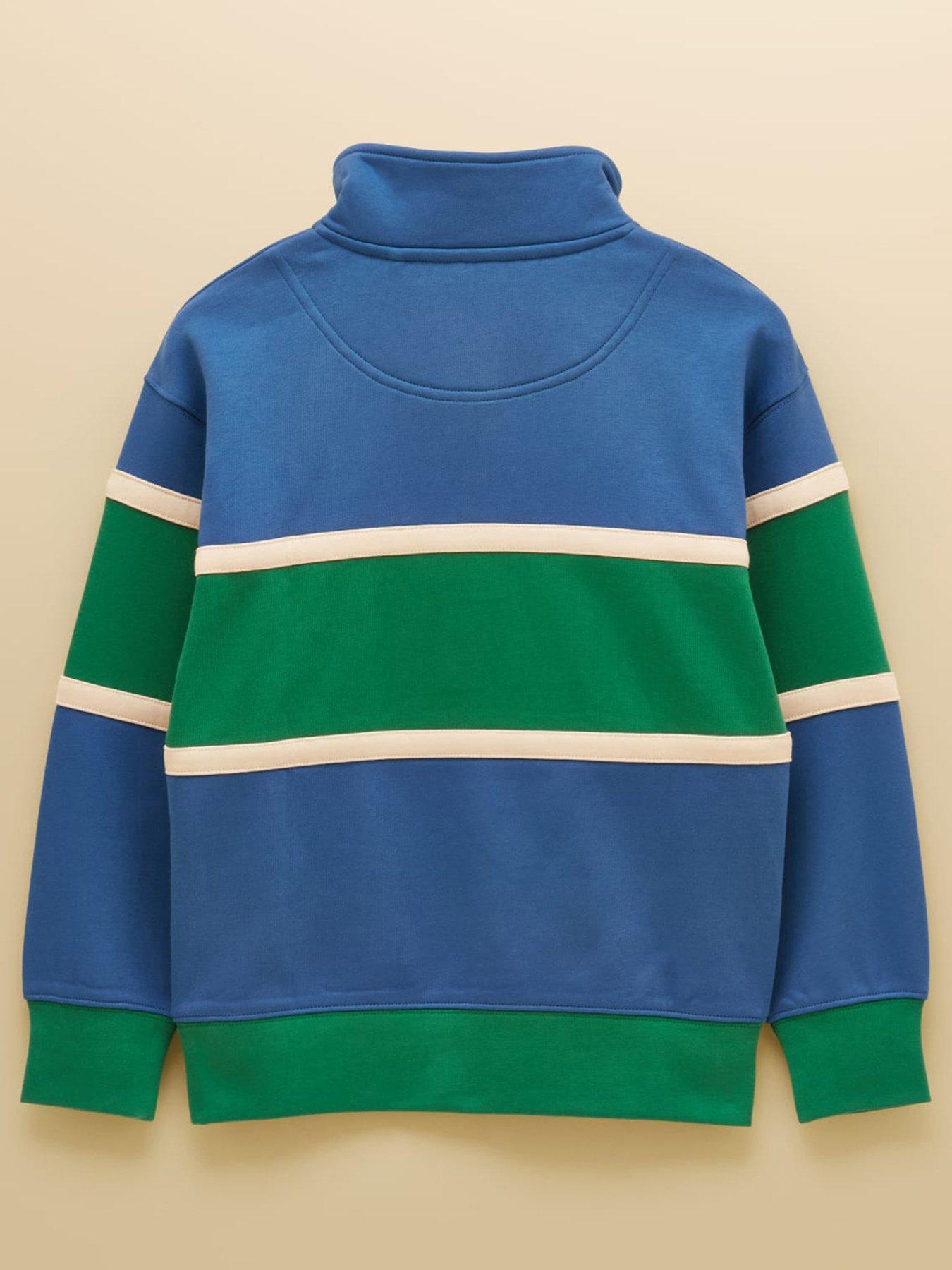 Image 3 of 4 of Joules Boys Colourblock Half-Zip Ribbed Sweatshirt - Blue